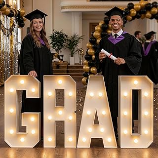 2026 Graduation Decorations - 3FT Large PRE-CUT GRAD Marquee Letters Kit - Mosaic Foam Board Sign - Class of 2026 Congrats Party Supplies for Kindergarten Preschool High School College
