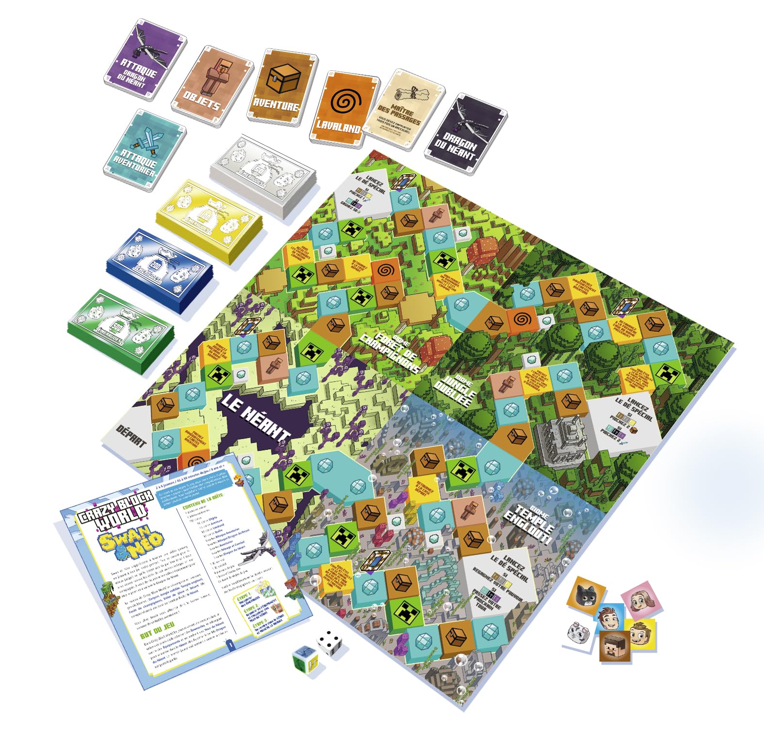 Swan & Néo Crazy Block World Grand jeu de plateau familial de 2 à 6 joueurs Dès 8 ans