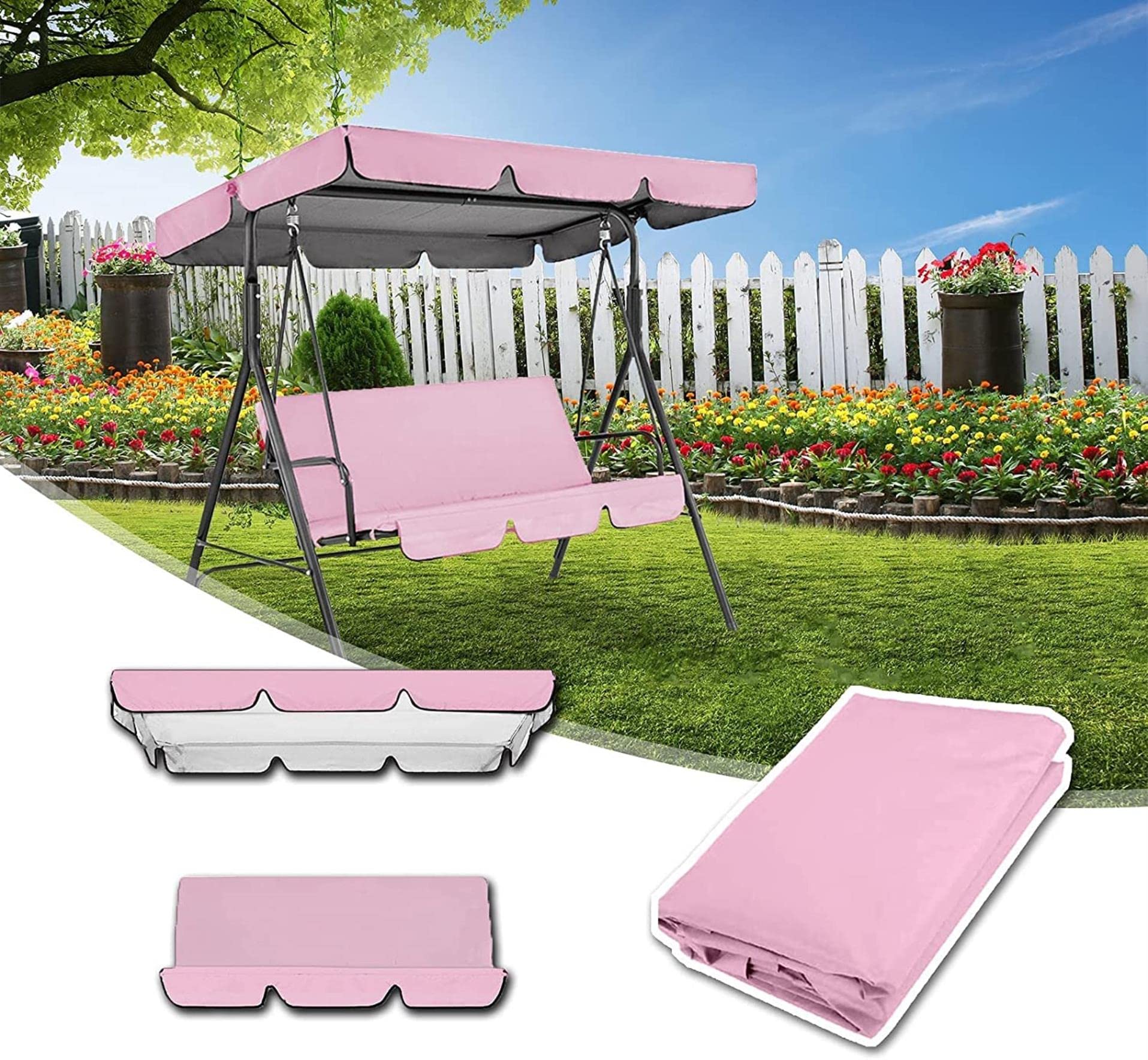 Toit de rechange pour balancelle de jardin imperméable pour remplacer une toile usée par le soleil