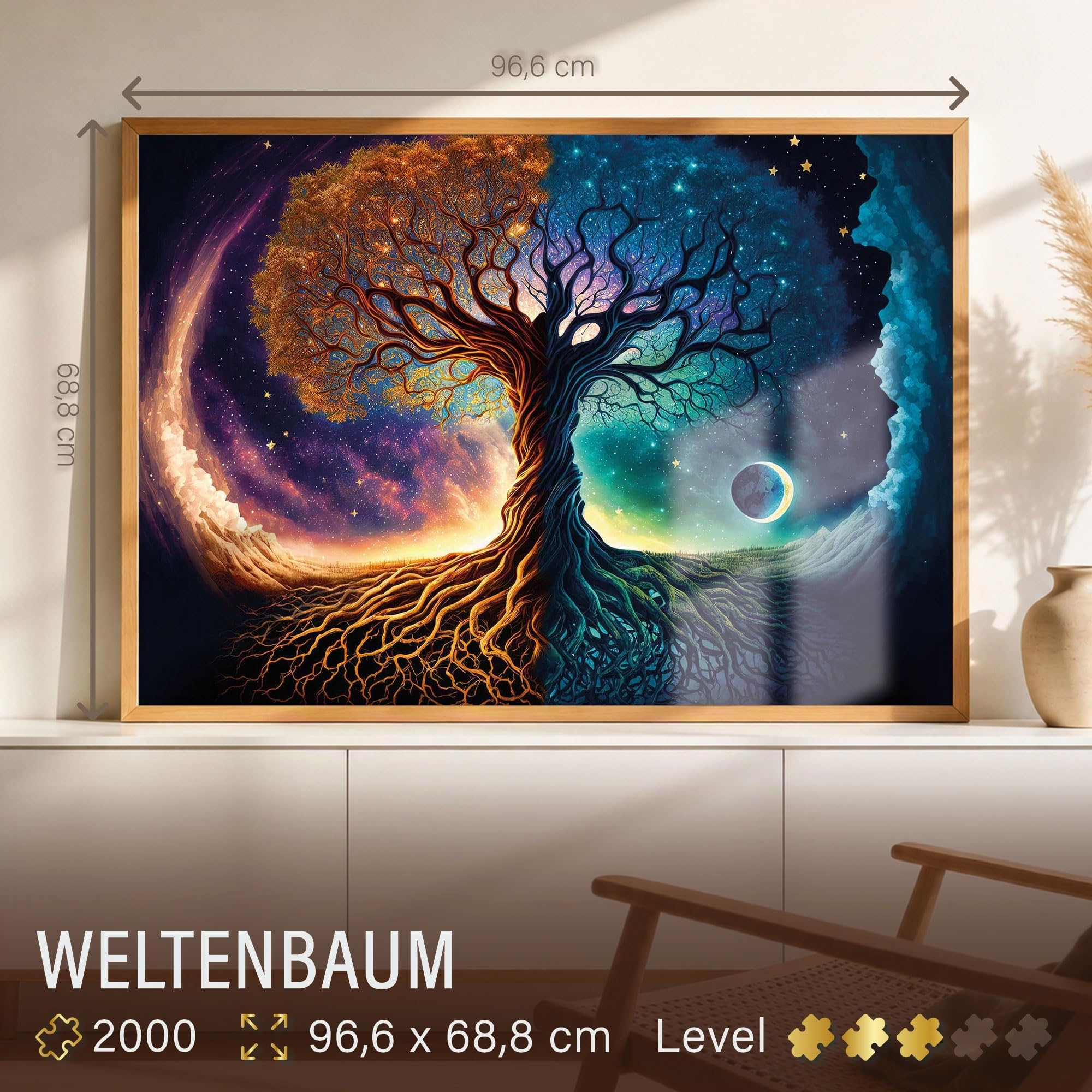 Ulmer Puzzleschmiede - Puzzle 2000 pièces « Arbre du monde » - Motif Yggdrasil magique et sombre - Mythologie nordique - Puzzle premium pour adultes