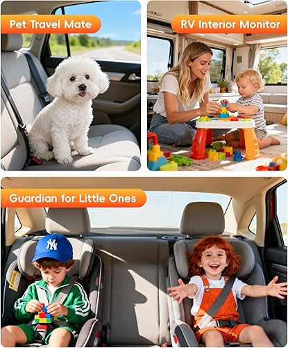 Miniatura 6 de Cámara de tablero de espejo 4K de 3 canales, 4K+2.5K Dash Cam frontal y trasera interior 1080p Monitor de bebé para automóvil, cámara de espejo