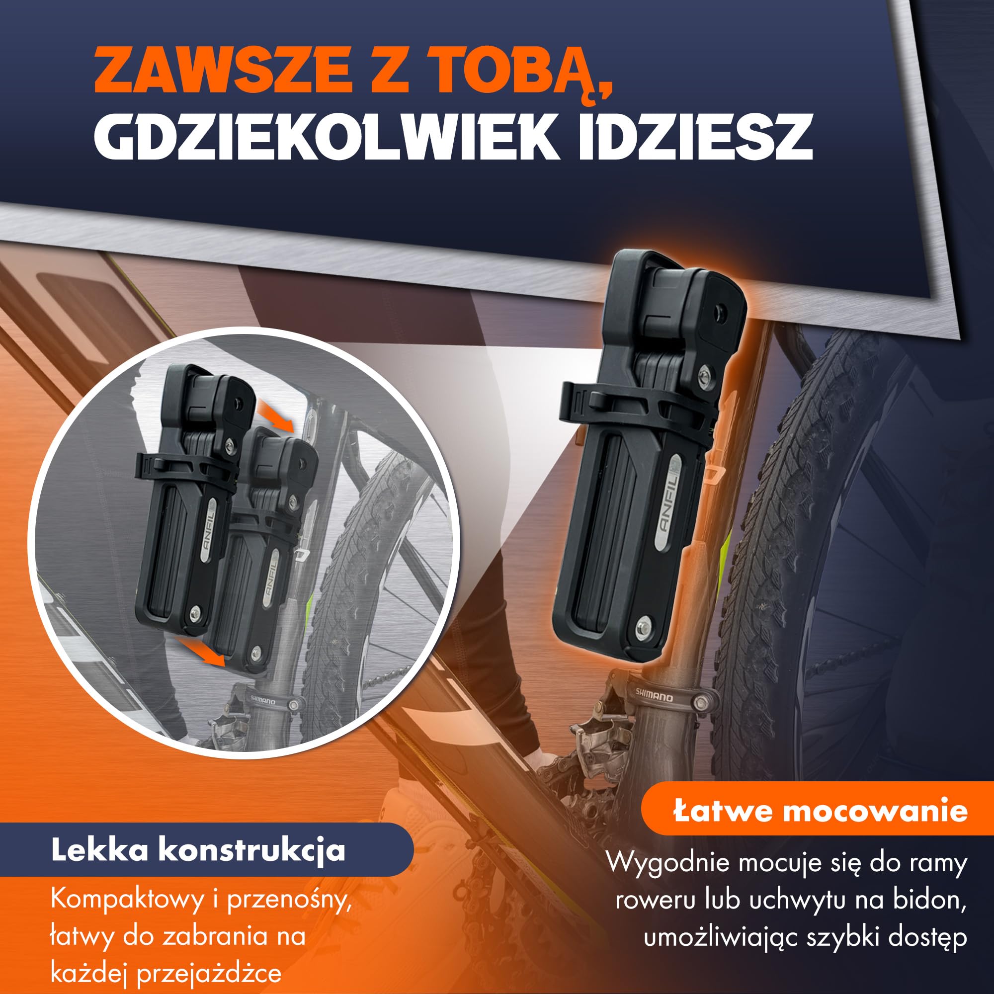 Składany Zamek Rowerowy – Oryginalny – z 3 Kluczami, Wysokiej Jakości Zamek Rowerowy, w Zestawie Uchwyt – Solidny Składany Zamek z Hartowanej Stali