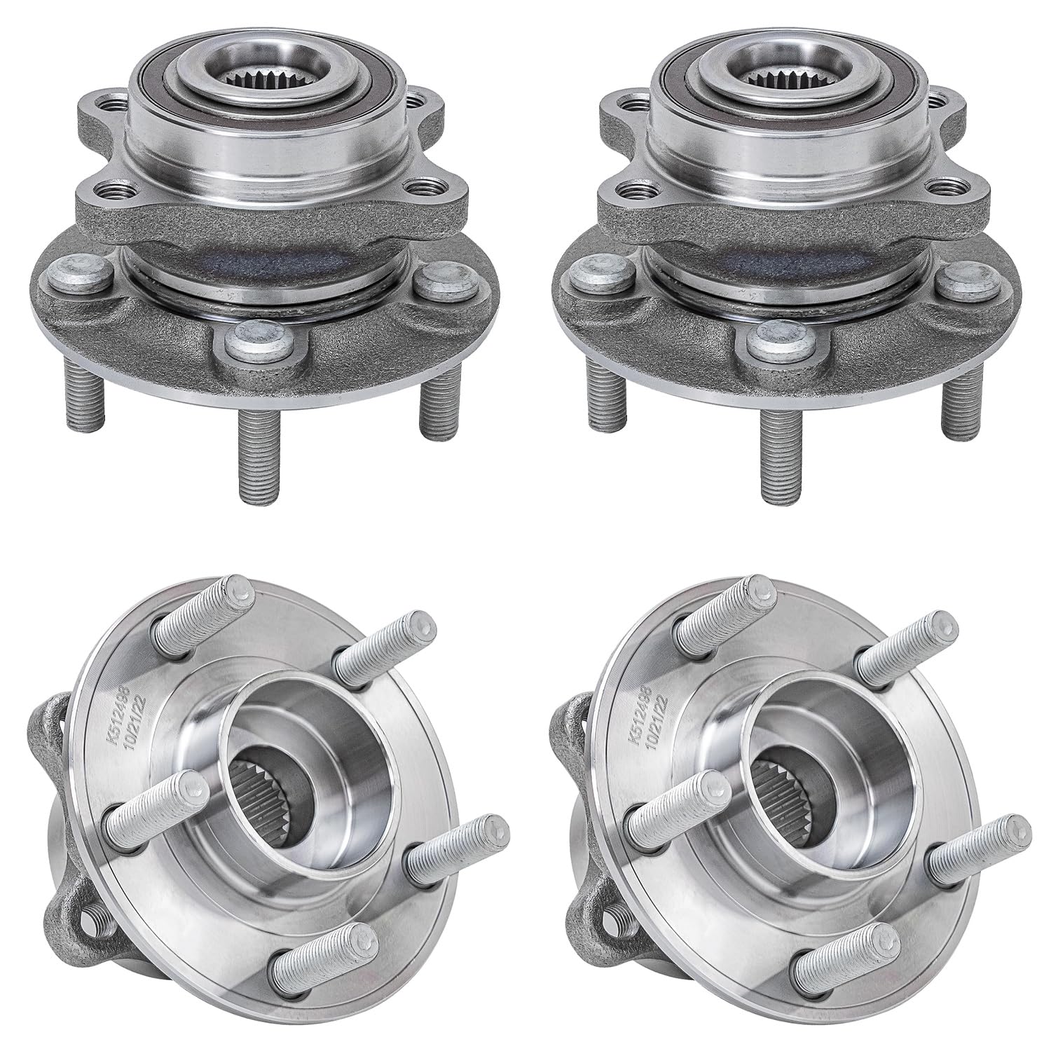 Detroit Axle - 4pc Wheel Bearing Hubs for 2013-2020 Ford Fusion 2013-2016 Lincoln MKZ Wheel Bearing Hubs Assembly 2014 2015 Front and Rear Replacement