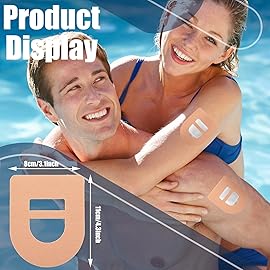 Nuanchu 50 Pieces 5 Adhesive Patches Compatible with Omnipod Waterproof & Sweatproof Pre-Cut Medical Tape Diabetic Sensor Covers Continuous Glucose Monitor Protection(Beige)
