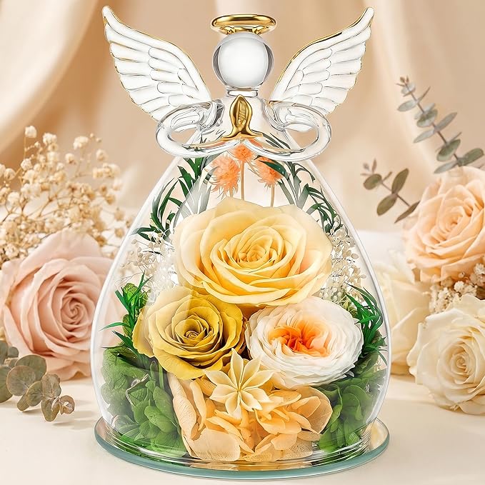 Preserved Forever Rose in Glass Angel for Memorable Moments
