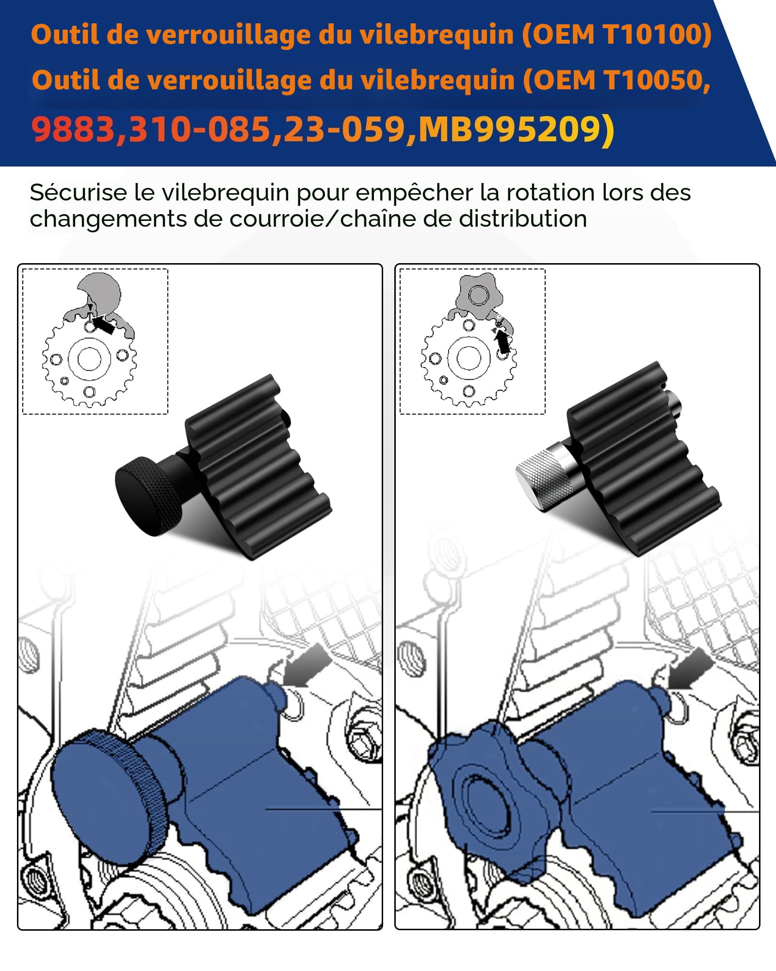 RUIZHI 7pcs Kit Calage Distribution - Outils de Calage Distribution pour Courroie de Moteur - Compatible avec Moteur VW 1.2, 1.4, 1.6, 1.9, 2.0 TDI SDI, Outils d'arbre à Cames avec Boîte à Outils
