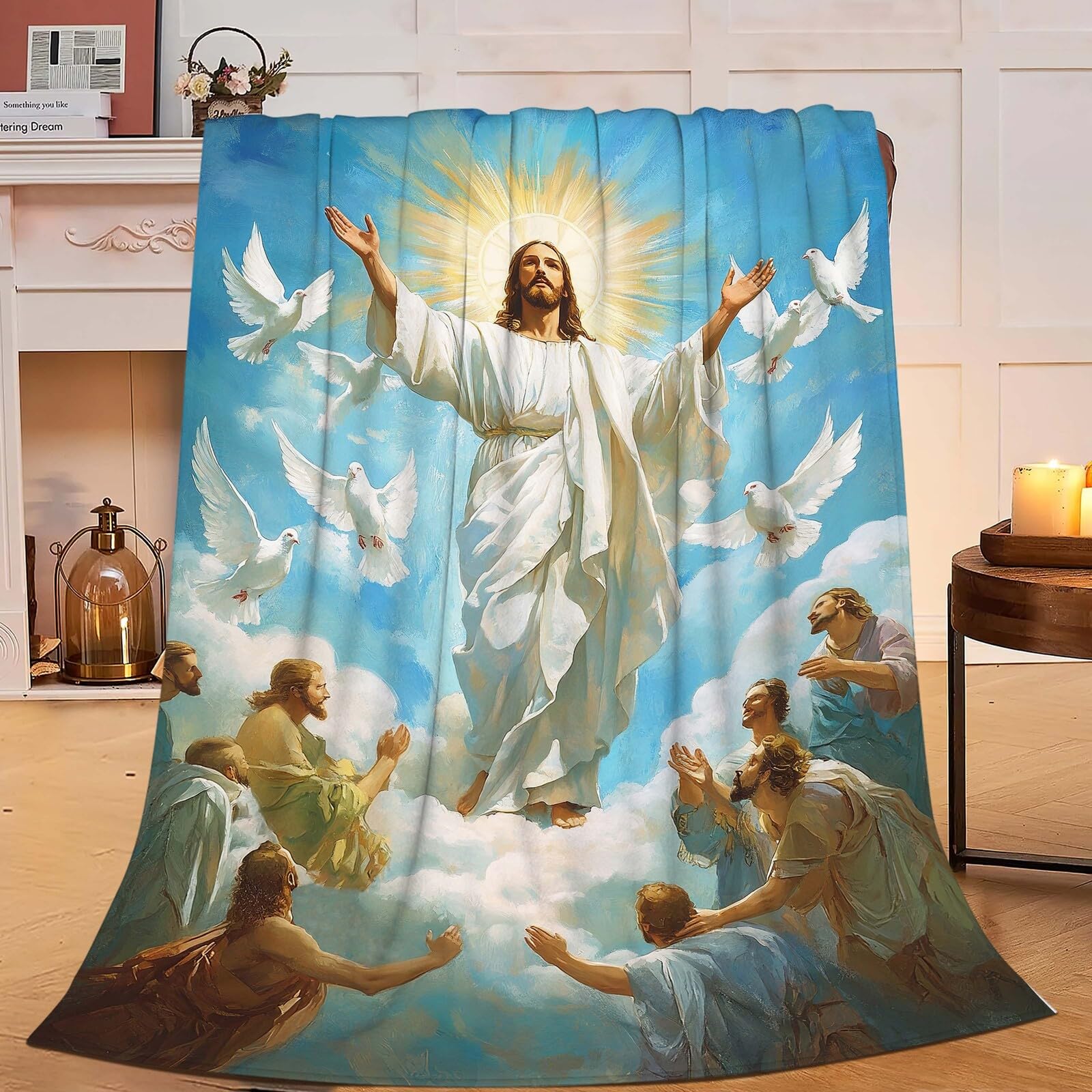 Snapjet Jesus Blanket Christian Faith Religious Bible Verse Inspirational Scripture Throw Catholic Spiritual Gifts for Adults Women Men Kids Girls