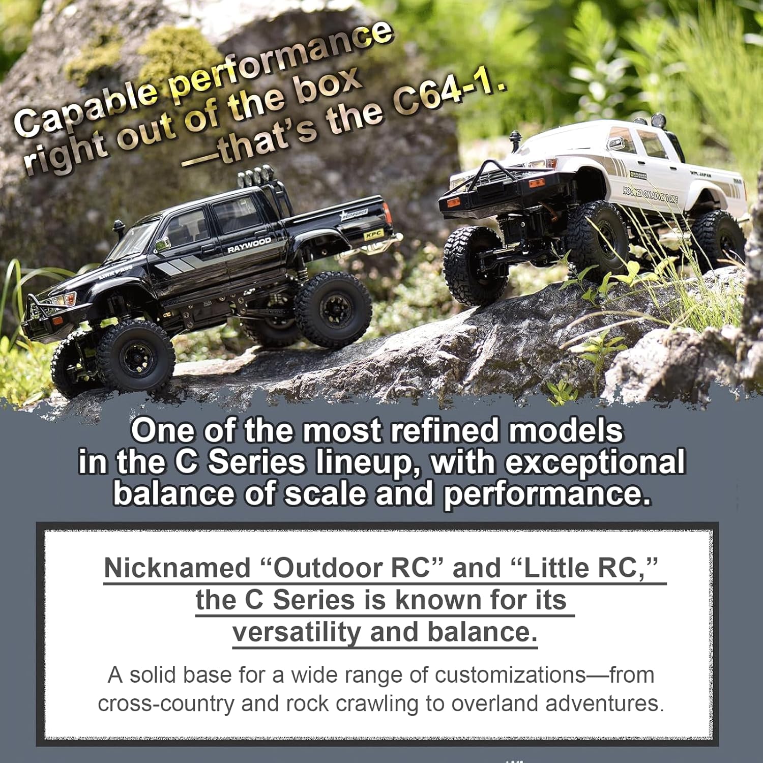 WPL Japan RC Car C64-1 – 1/16 Scale 4WD Rock Crawler, Off-Road Remote Control Truck – Ready-to-Run with Battery, Fully Painted (Black)
