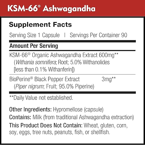 Miniatura 5 de KSM-66 Ashwagandha de DailyNutra - Extracto de raíz orgánica de 600 mg - Suplemento de alta potencia con 5 de Withanolides  Alivio del estrés