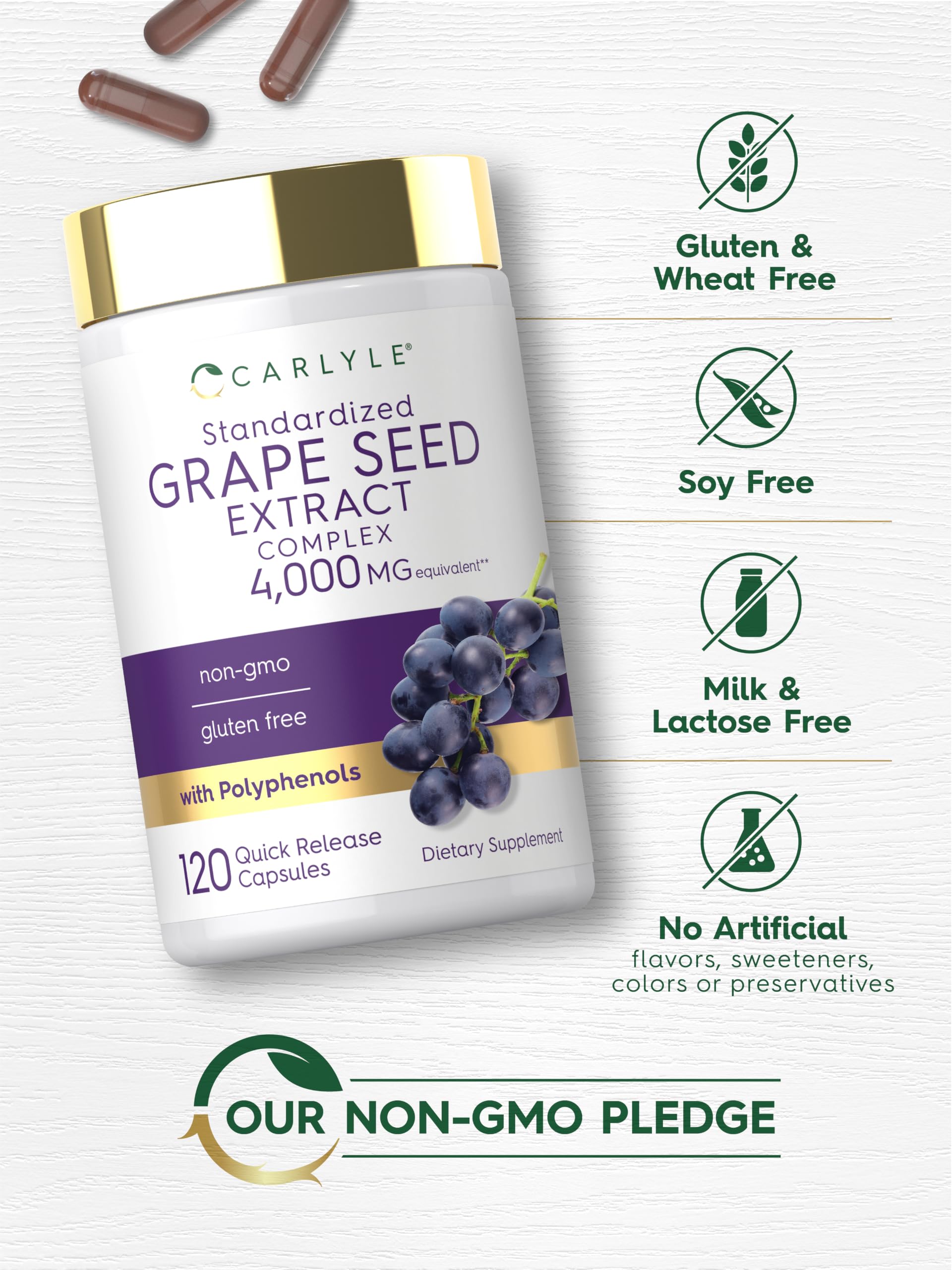 Carlyle Grape Seed Extract | 120 Quick Release Capsules — Amazon image 5
