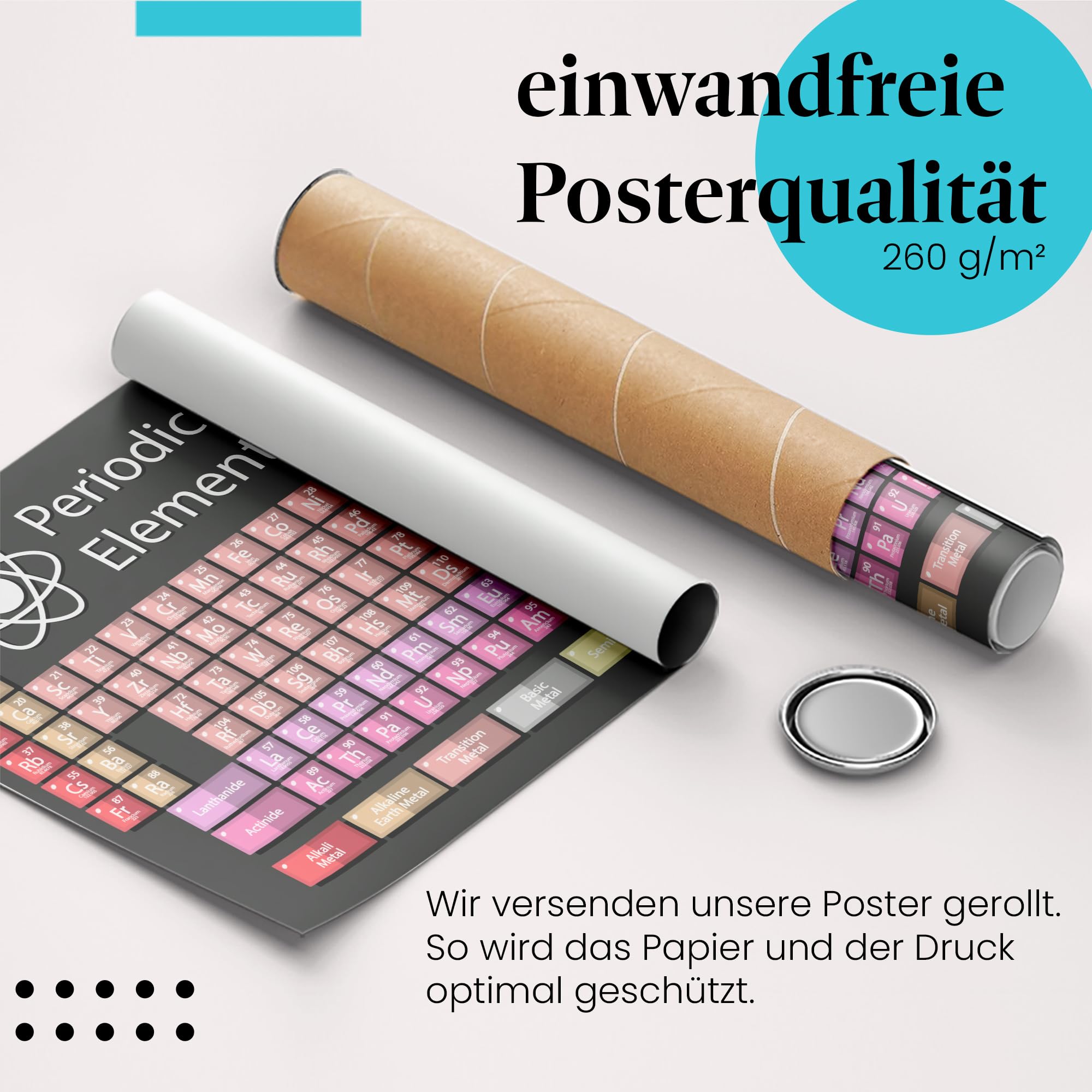 Postereck - 1038 - Periodensystem, Chemie Schule Studium Elemente - Unterricht Klassenzimmer Schule Wandposter Fotoposter Bilder Wandbild Wandbilder - Leinwand - 100,0 cm x 75,0 cm