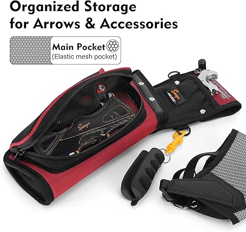 Miniatura 41 de SUNYA X510 - Carcaj de flecha de cadera de campo y competencia Carcaj de tiro con arco sin ruido de 3 ranuras con sistema de almacenamiento Azul