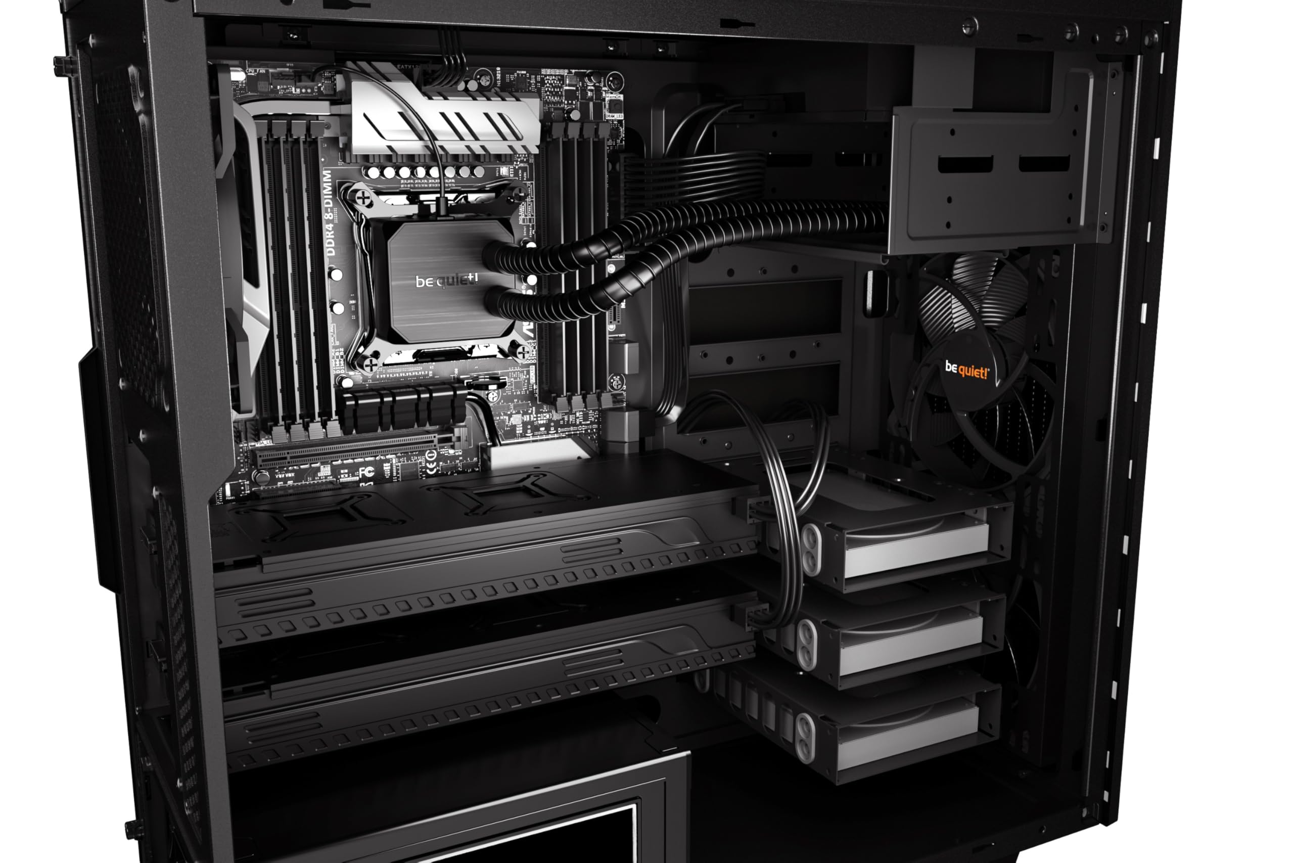 be quiet! Pure Base 600 Silver PC case, slot HDD riposizionabili, gabbia ODD removibile, 2 ventole Pure Wings 2 preinstallate, completamente insonorizzato, compatibile con radiatori fino a 360mm
