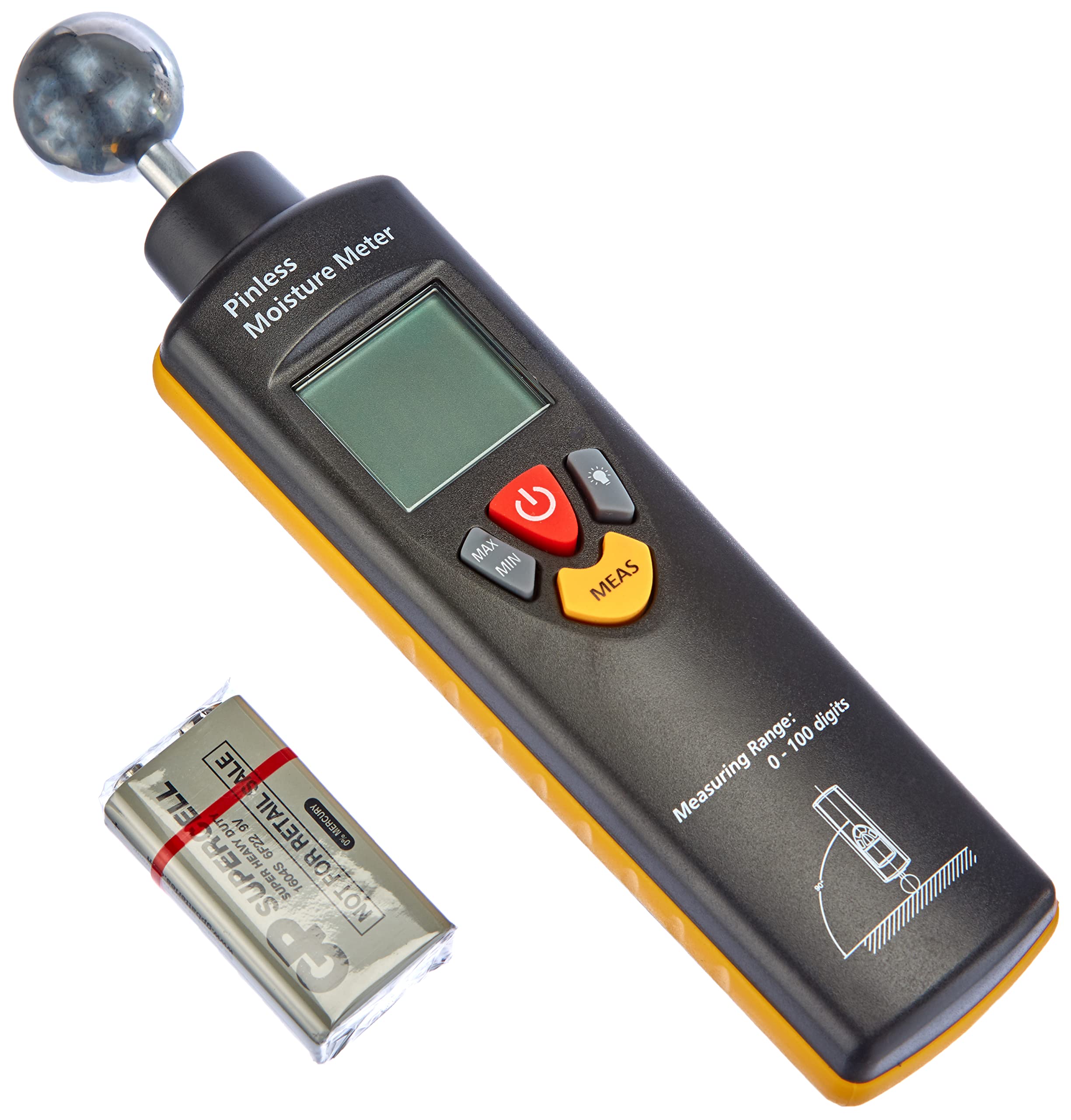 TFA Dostmann Humidcheck NON Contact, Materialfeuchtemessgerät, 30.5503, ideal für die Baustelle & Renovierung, bei Wasserschaden, Feuchtigkeitsmesser digital, schwarz