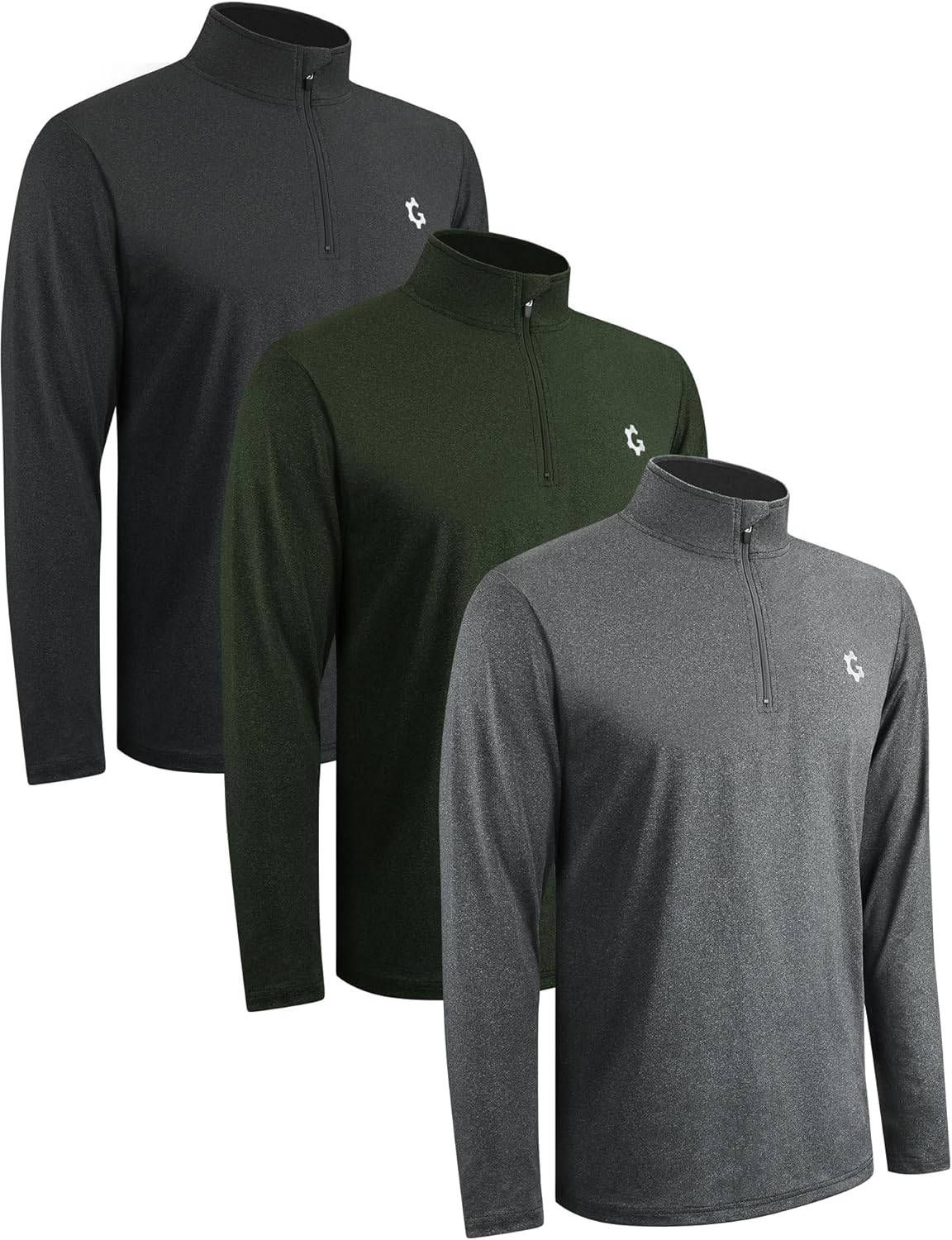 3Pack Quarter Zip Pullover Men Long Sleeve Sweatshirts Running Athletic Golf Gym Shirt Quick Dry