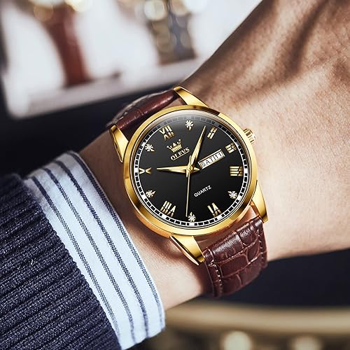 Miniatura 2 de OLEVS Reloj simple para hombre con día y fecha, relojes de cuarzo analógicos de acero inoxidable para hombres, relojes de vestir clásicos con