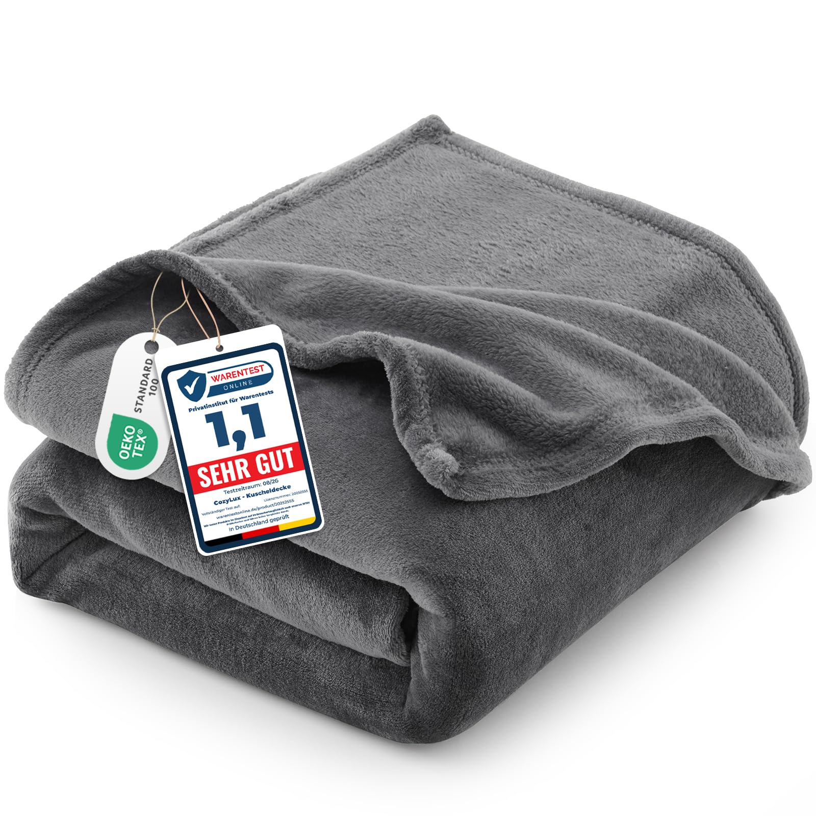 CozyLux Kuscheldecke Flauschig Decke 220x240 cm Grau