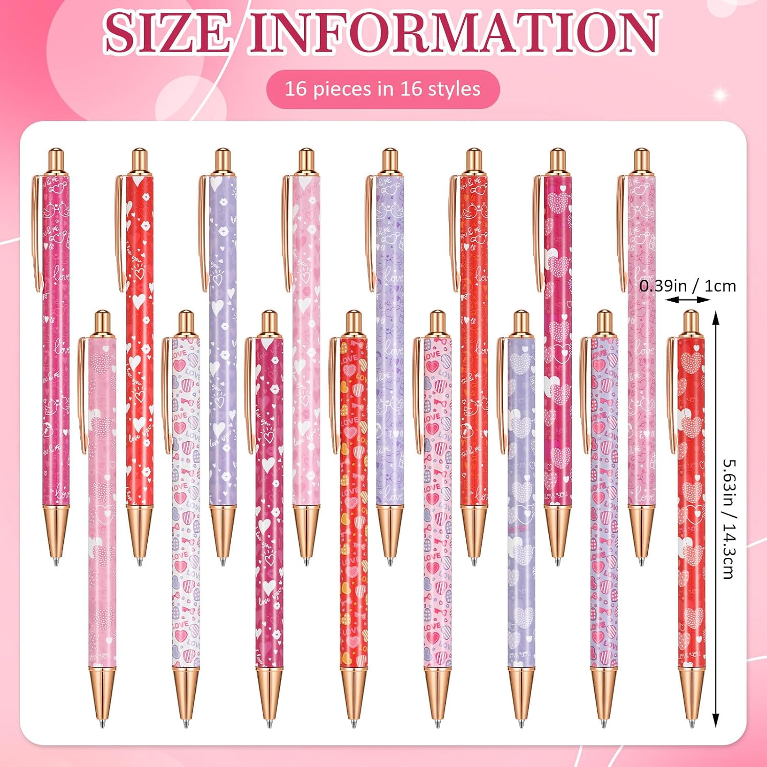 16 Pcs Heart Shaped Pens Black Ink Multicolor Novelty Heart Ballpoint Pens for Party Favor Gifts Office Teacher Supplies image 2