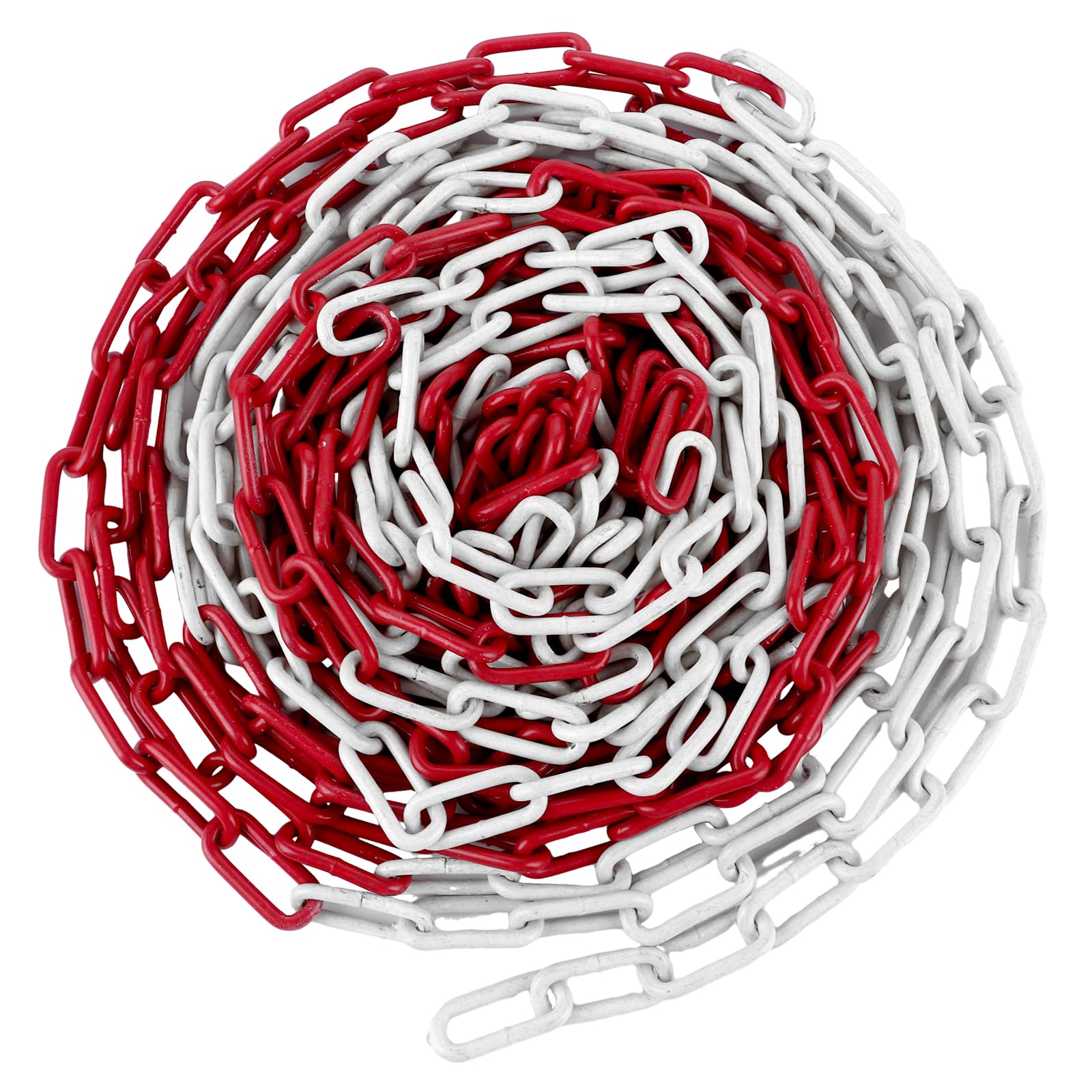 CYEER Catena in metallo rosso e bianco, 12 m, robusta catena in acciaio da 5 mm, resistente alle intemperie, catena a maglie massicce per parcheggi, cantieri e locali industriali, alta visibilità