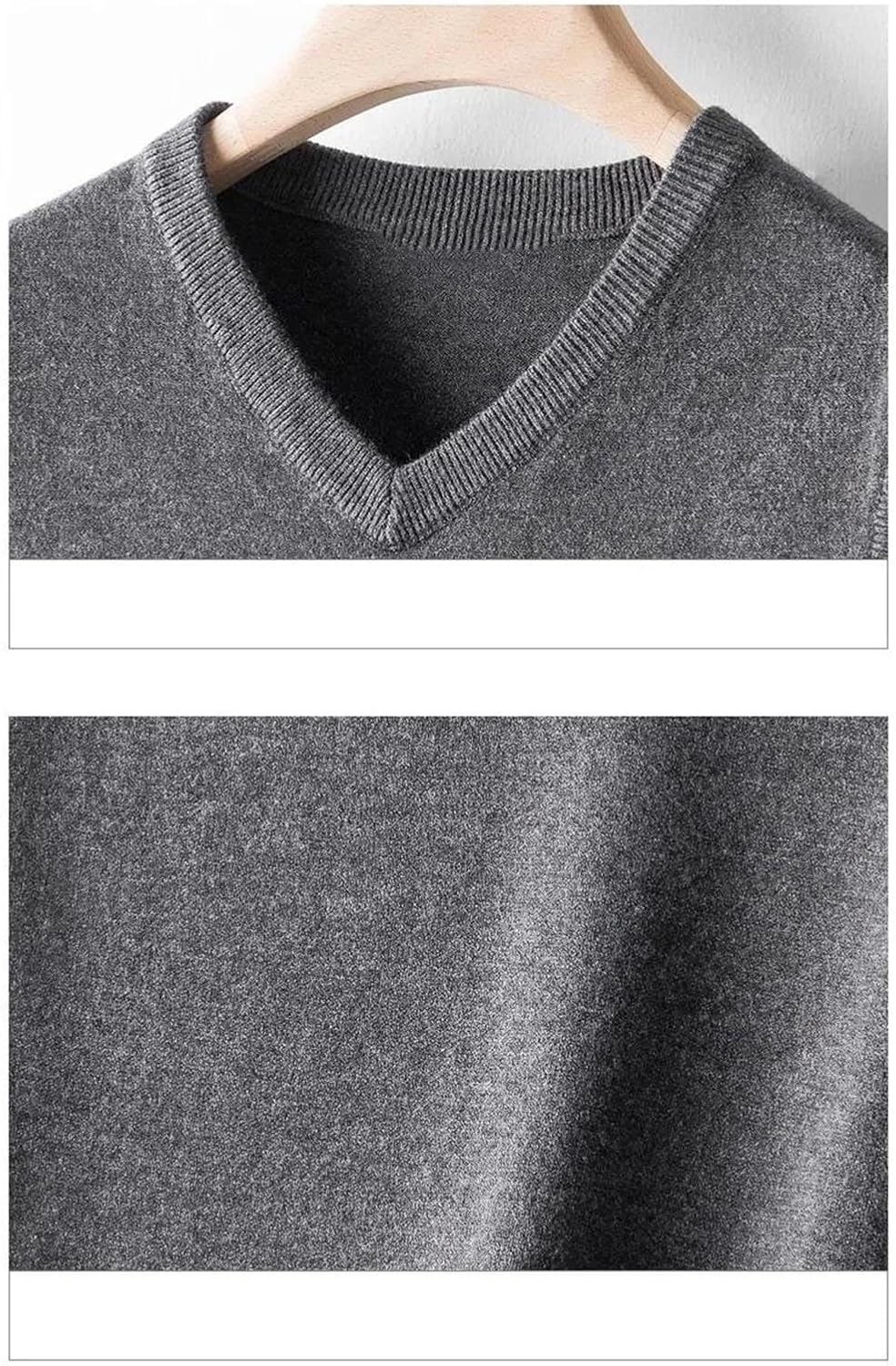 Men's V-Neck Sleeveless Knitted Sweater Warm Vest Fall Winter Vest Woolen Sweater