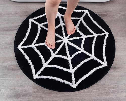 Miniatura 6 de Alfombra de baño de telaraña, alfombra de Halloween, decoración gótica del hogar, decoración gótica de terror de bruja, alfombra gótica para