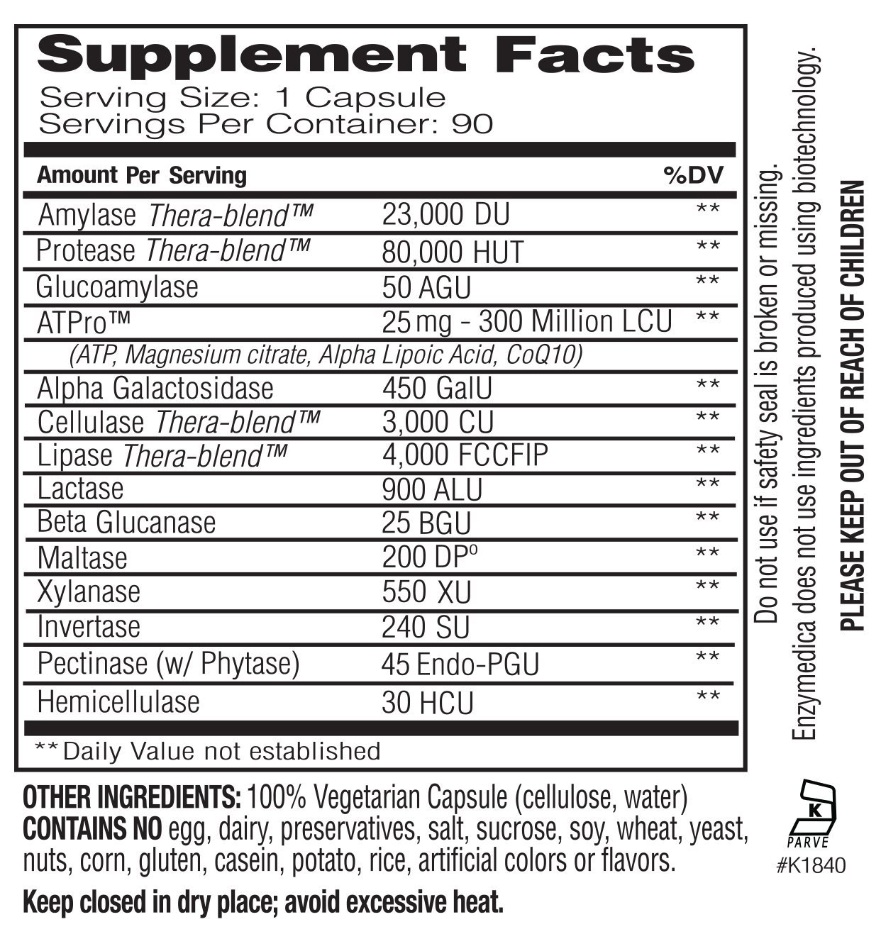 Enzymedica Digest Gold (90 Kapseln) | Verdauungsenzyme das Verdauungsstörungen und Blähungen rueduziert, Enthält unsere, exklusive ATPro™-Mischung, Verdauungs Supplement