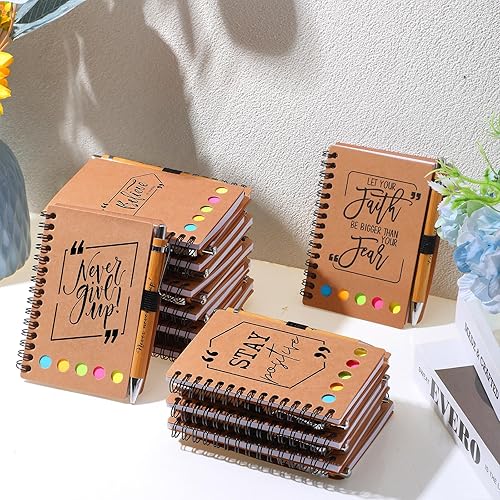 Miniatura 5 de 30 juegos de regalos inspiradores a granel, regalos de agradecimiento, 30 cuadernos en espiral inspiradores adhesivos con bloc de notas, 30