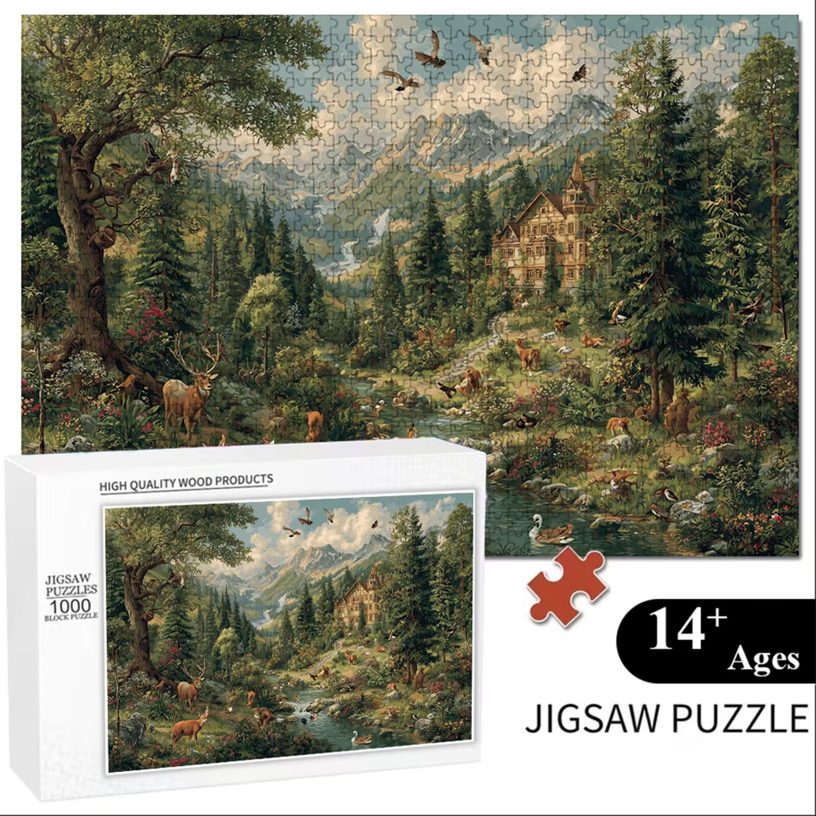 4000 Pezzi Puzzle Adulti - Foresta & Animale - Fabbricazione in Legno Robusto (Forma Classica) - Decorazione Murale con Poster - Prodotto Riservato ad Adulti e 14 Anni in Su (147x105cm) P3#101