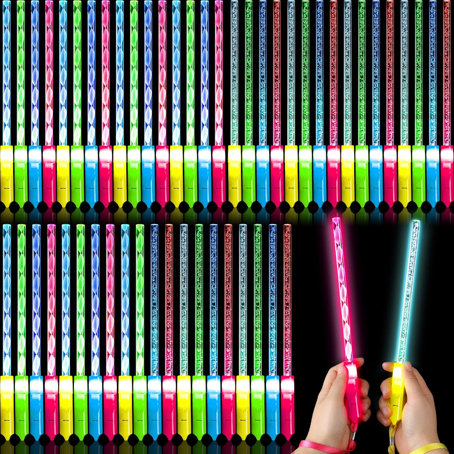 Jerify 60 Pcs Light up Sticks Light up Wands with 3 Modes Flashing Changing Glow