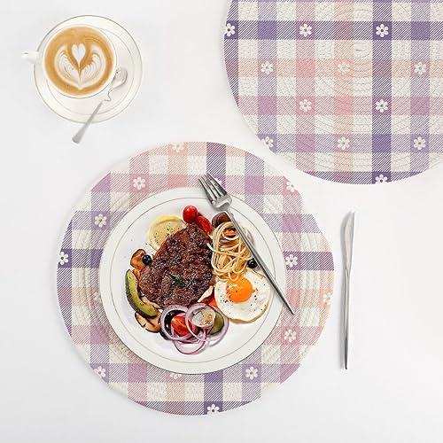 Miniatura 4 de 3 Pcs Kitchen Trivet Mat for Hot Pots and Pans 15in Cotton Thread Weave Cooking Potholder Set Holder for Crock Pot Camper Must Haves Gingham Check