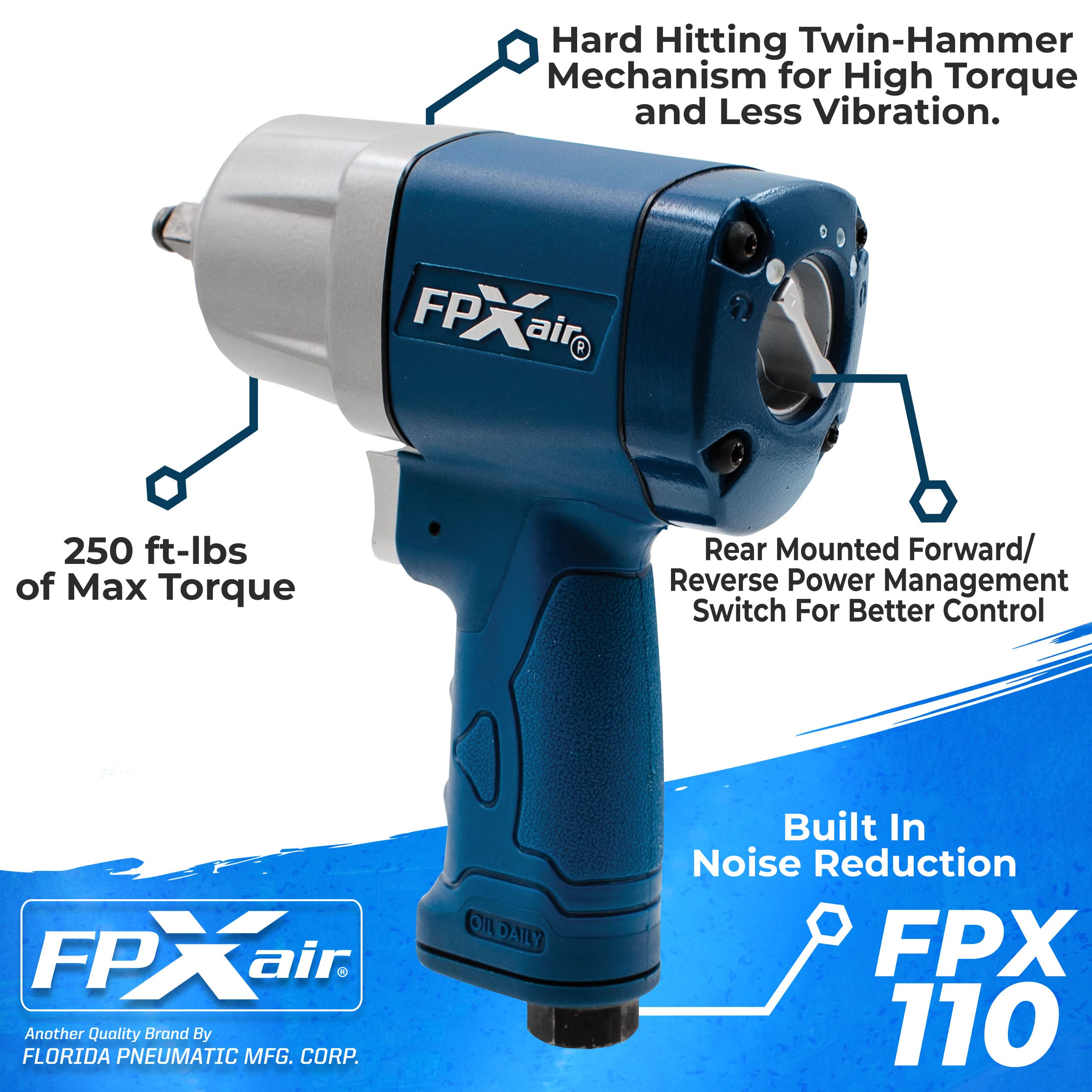 FPXAIR Avvitatore a percussione composito: FPX-110, utensili elettrici automobilistici per meccanici, utensili pneumatici per garage - 3/8"