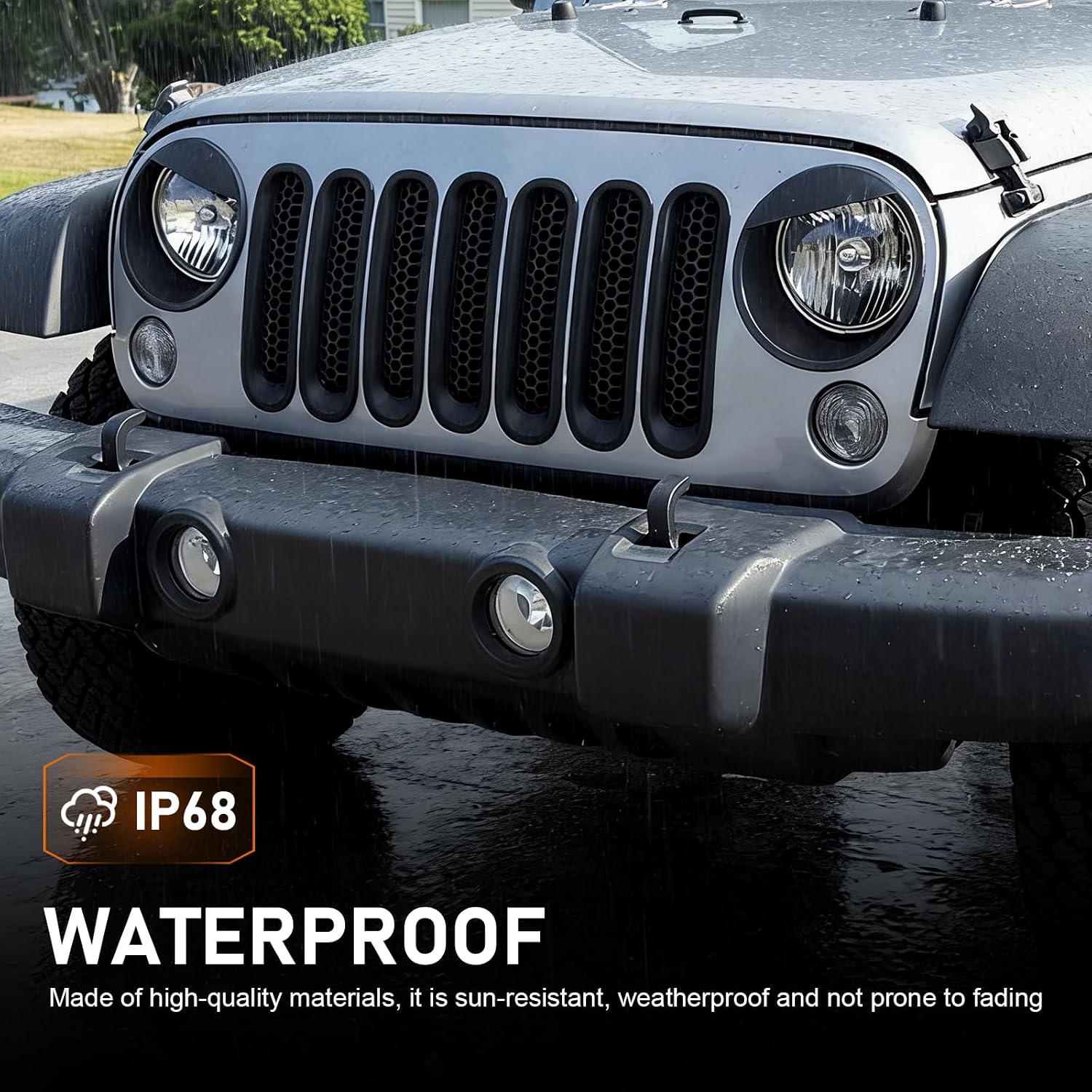 Matte Black Headlight Cover Bezels Trim Accessories for 2007-2015 Jeep JK Wrangler & Unlimited, ABS Scratch & Heat Resistant Vehicle Lamp Cover Frames (Black)