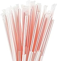 Vista 4 de DuraHome Pajitas Largas de Plástico Envueltas Individualmente 10.25" Sin BPA Paquete de 1000 Pajitas a Rayas Blancas y Rojas para Beber, Pajitas