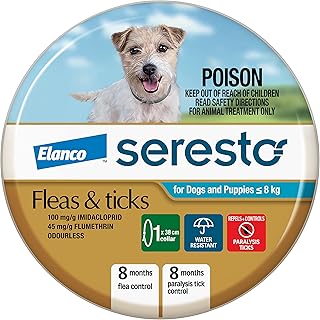 Seresto Flea & Tick Collar for Dogs and Puppies up to 8 kg, Single Pack, Long-lasting Protection, Odourless, Adjustable an...