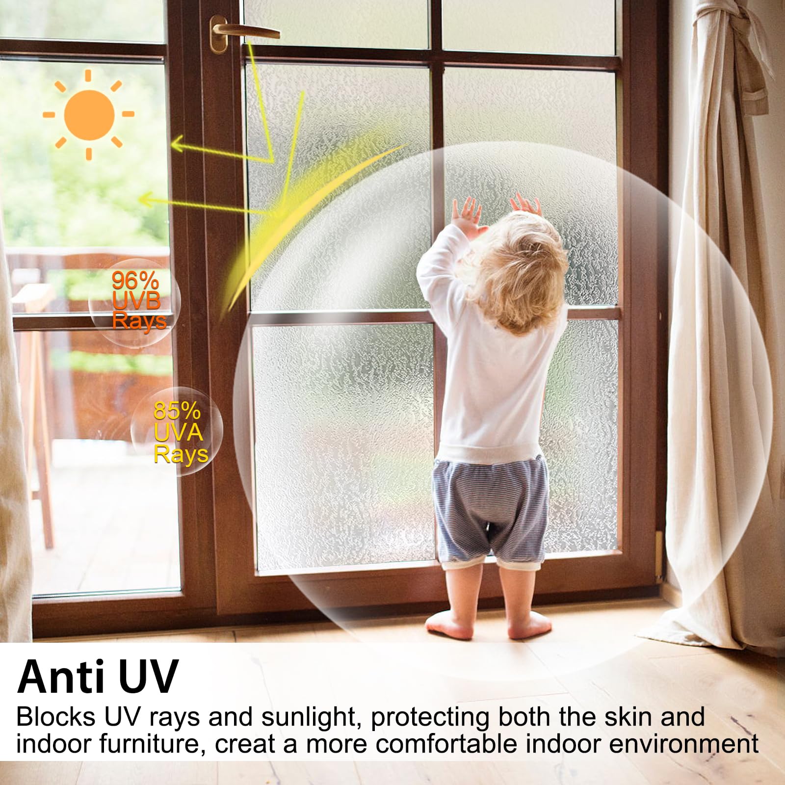 Shackcom Pellicola per Finestre con Protezione Visiva Autoadesiva 90x400cm Opaca Pellicola Protettiva per Finestre Pellicola Effetto Vetro Opaco Adesiva Statica Anti-UV Decorativa con Retro-Onda