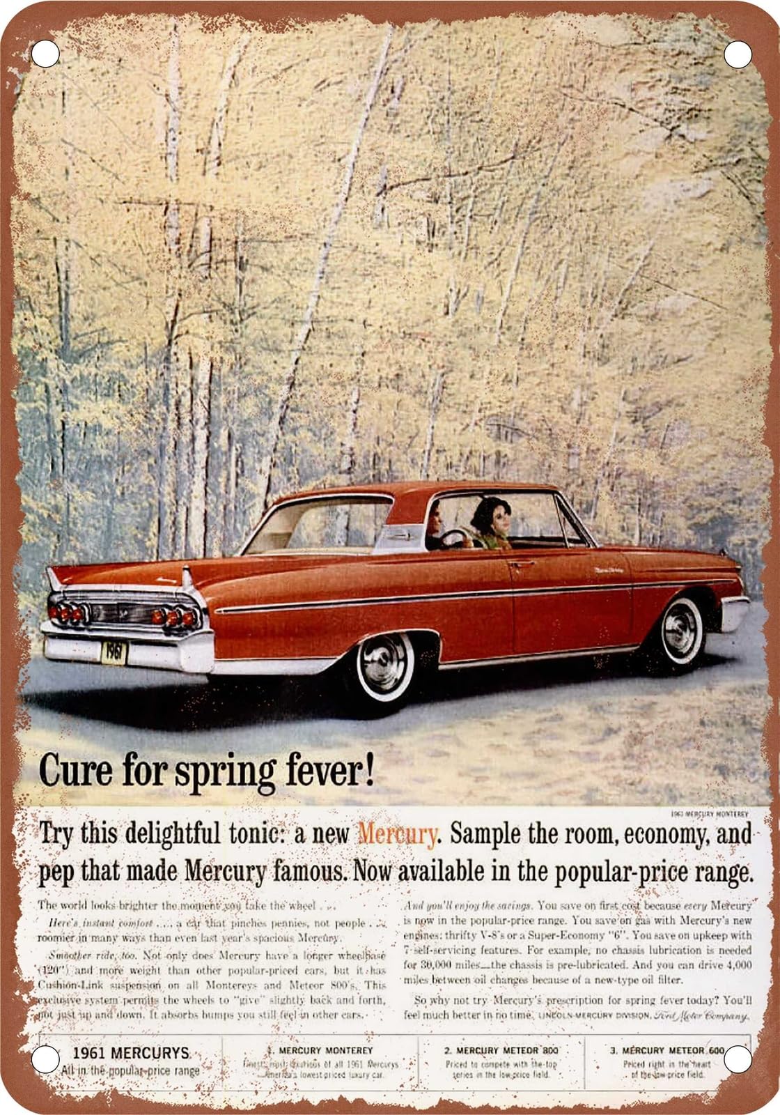 METAL SIGN - 1961 Mercury Vintage Ad 10 - Old Retro Rusty Look home decor