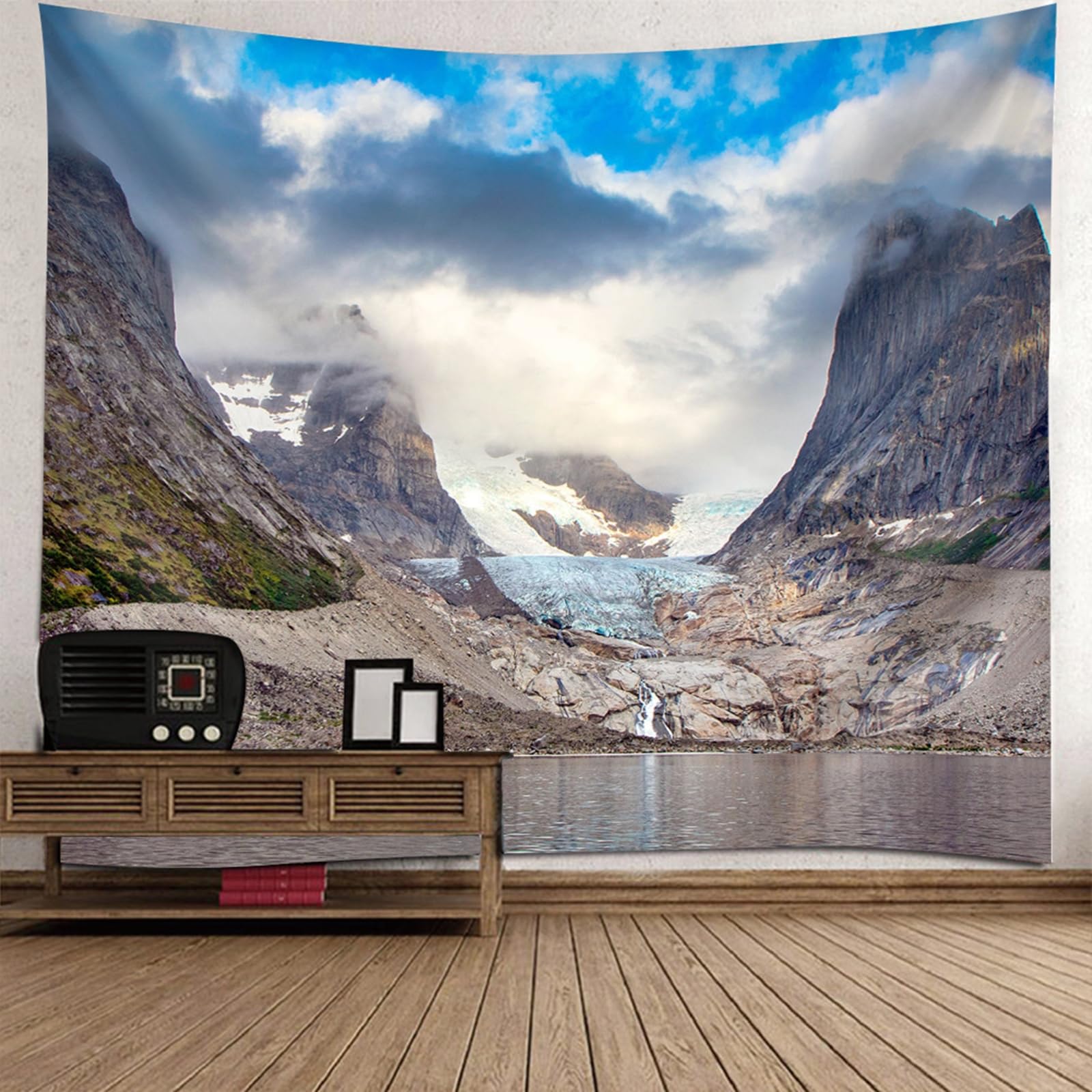 Tenture murale montagnes et lac décoration salon 140x210 - 6
