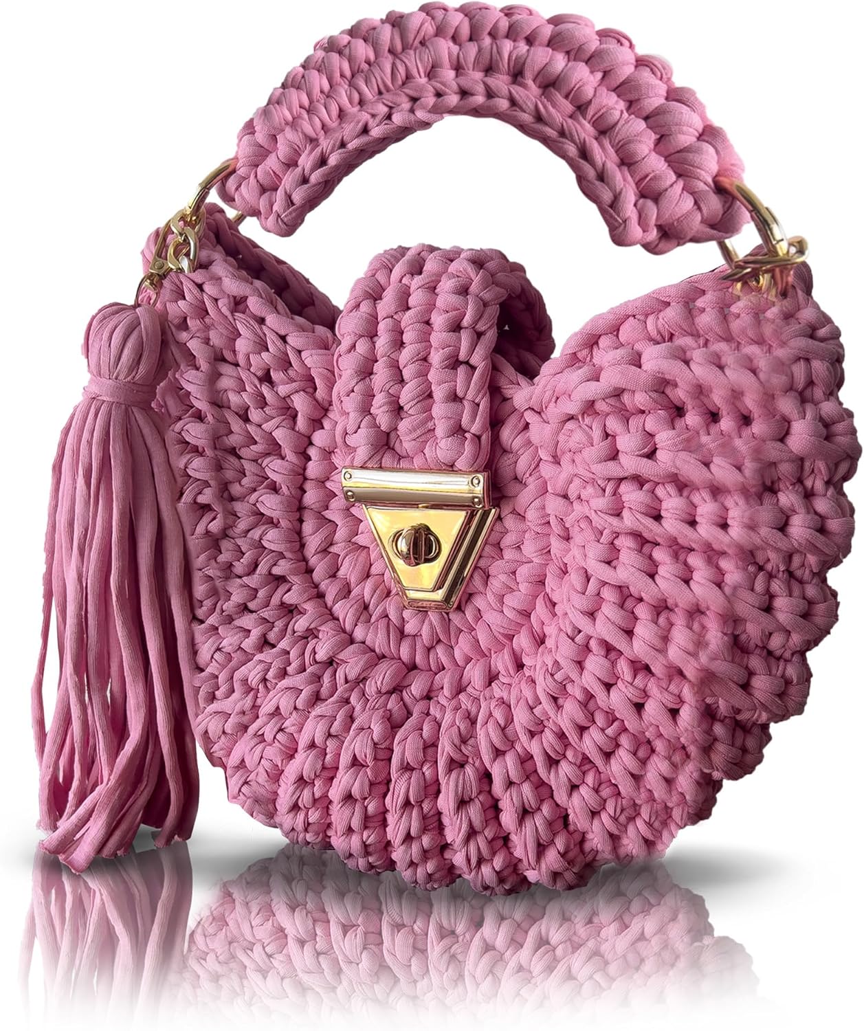 CHQEL Evening Clutch Bag for Women, Handmade Crochet Wedding Party Purse, Small Flap Formal Crossbody Handbag Evening Clutch - Image 3