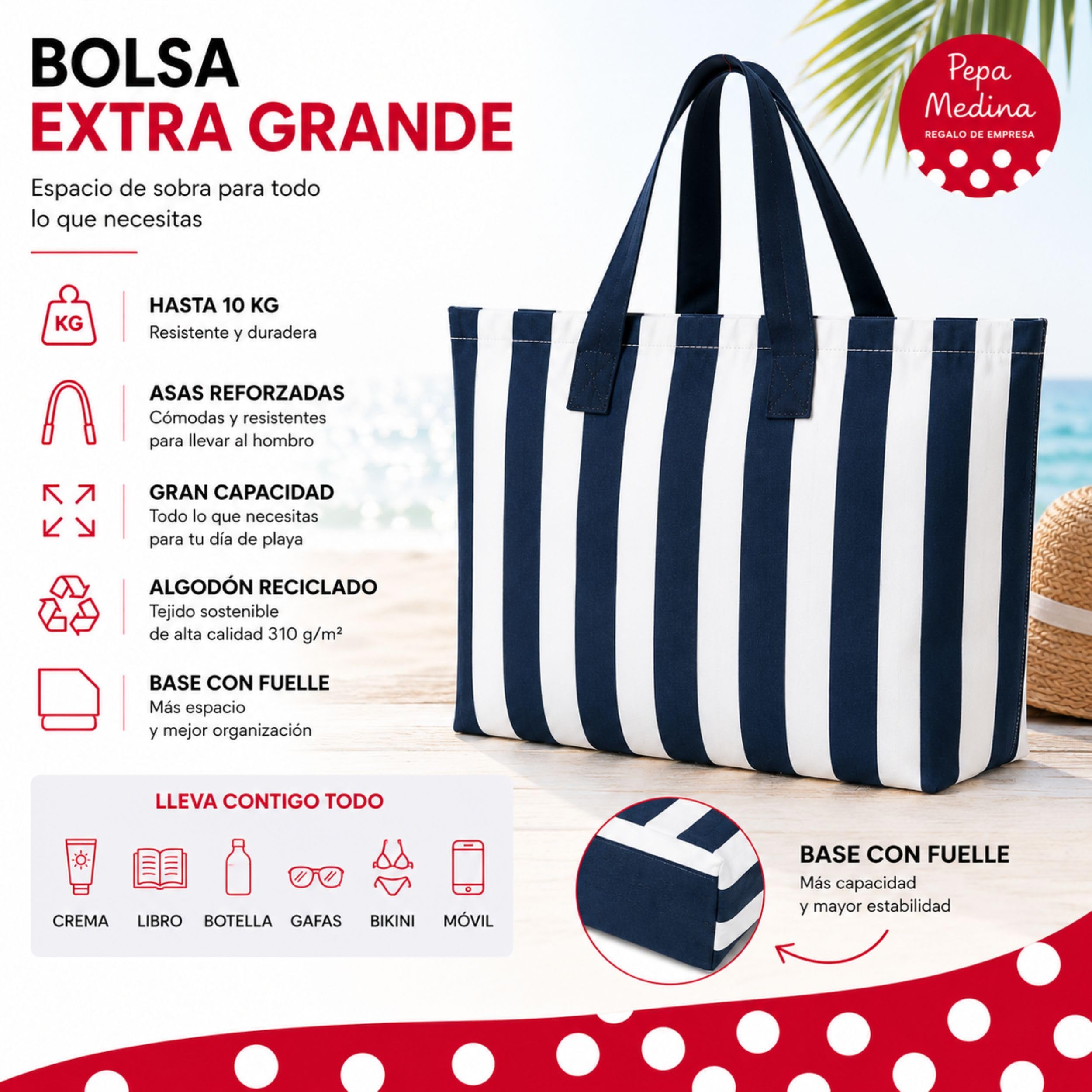Set da spiaggia da donna, 3 pezzi, blu navy, grande borsa in cotone riciclato, pareo asciugamano 180 x 90 cm e trousse con cerniera, kit spiaggia, piscina, vacanze, regalo da donna