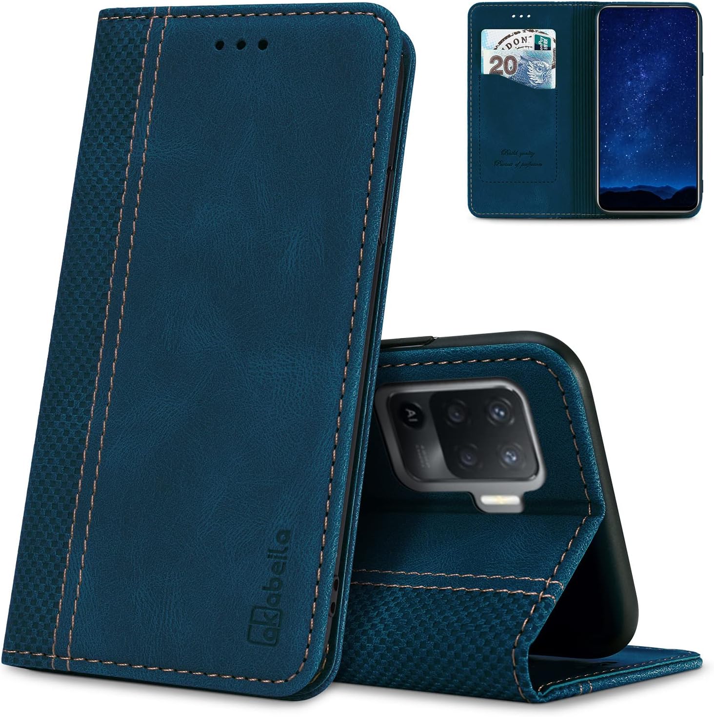 AKABEILA for Oppo Reno 8 5G Case Luxury PU Leather Flip Case Flip Folio Wallet Case Women Men Cover with Card Holder Magnetic Closure Kickstand Shockproof 6.43" Black