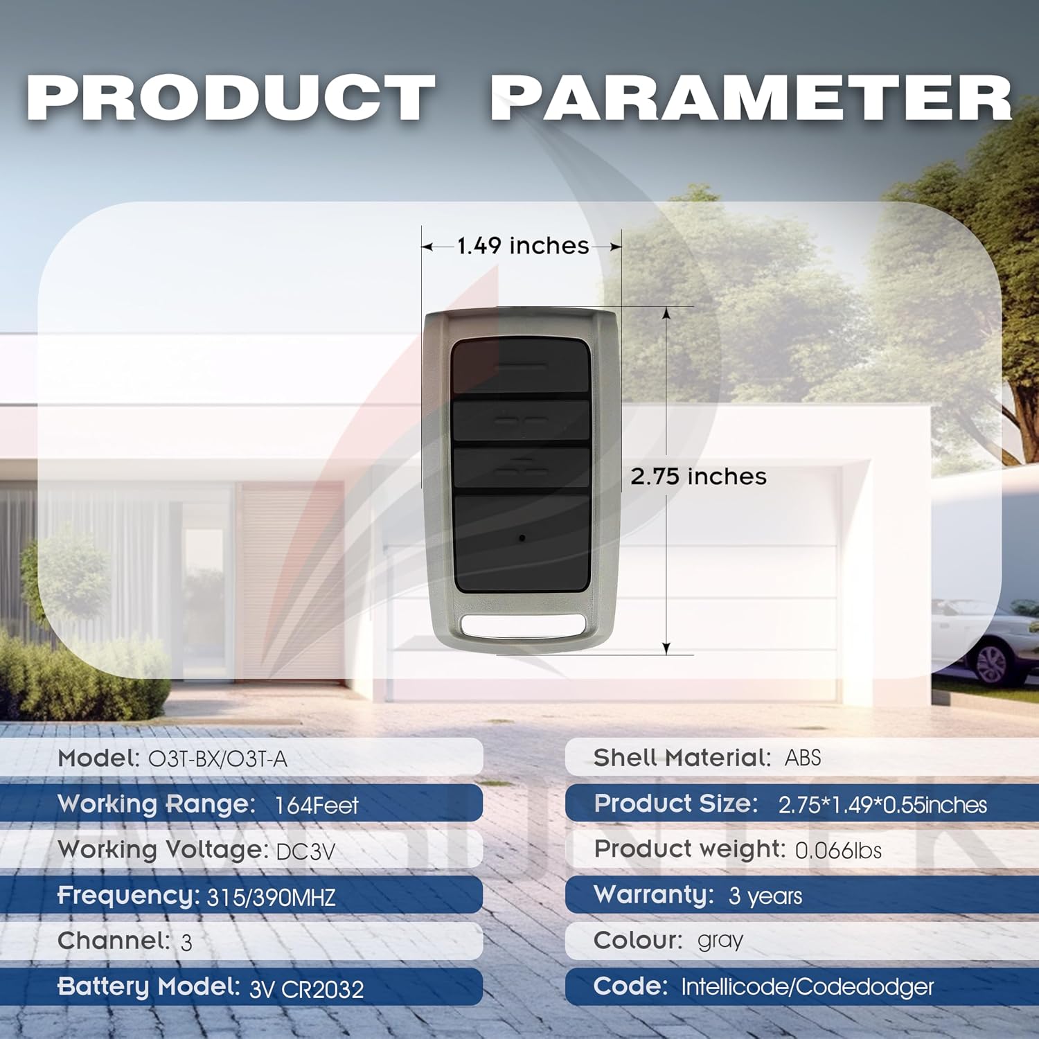 Avisontek 3-Pack for Overhead Door Garage Door Opener Remote O3T-BX O3T-A