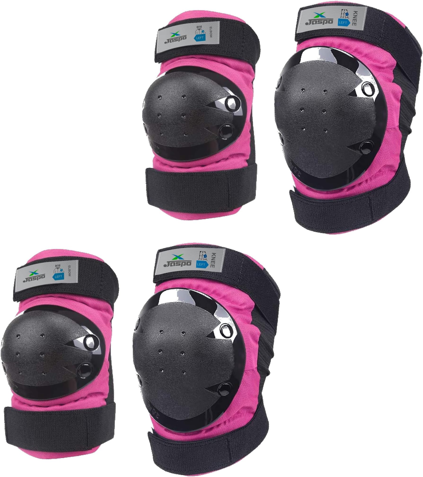 jaspoPlastron Saver 2 Professional Protective Set (Knee/Elbow) Multi Purpose Safety Kit for Skateboarding, Roller Skating, Inline Skating, Cycling and Other Sports
