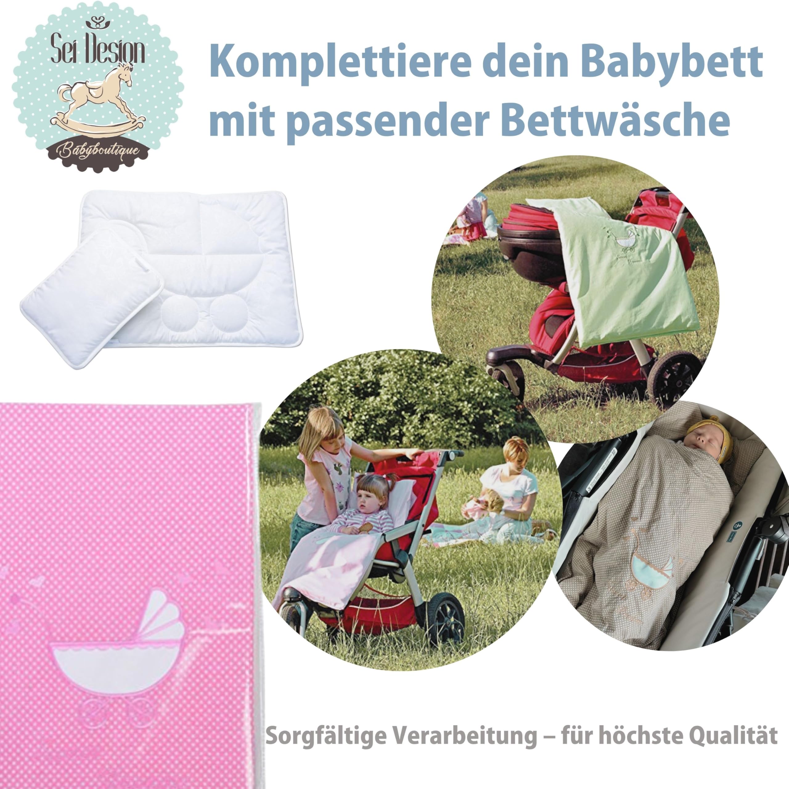 sei Design biancheria da letto per bambini, 2 pezzi. Addato per il set per passeggini: copripiumino 60x80 cm + federa 30 x 40 cm