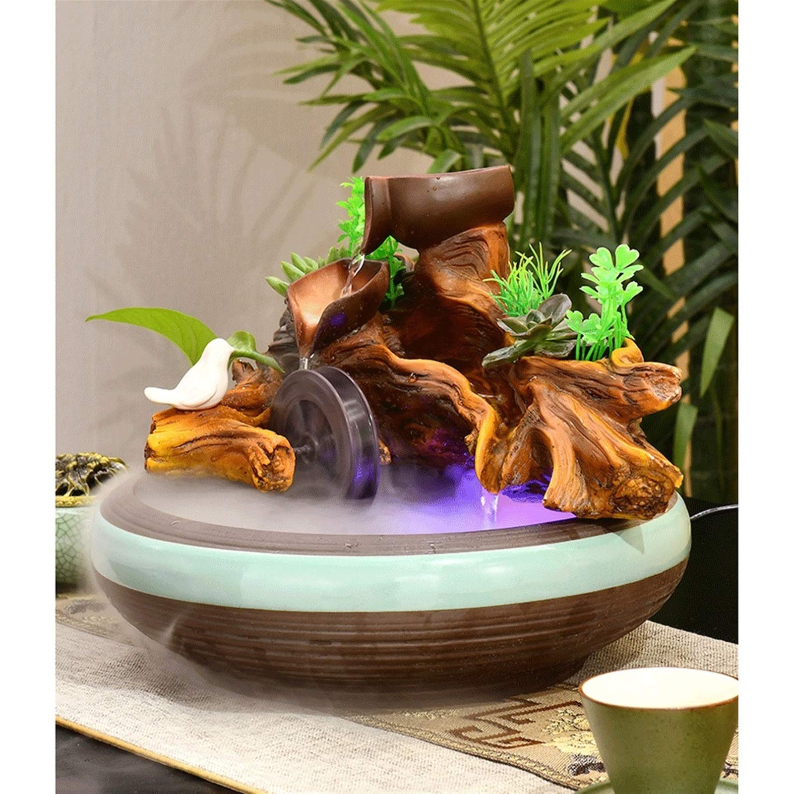 Fontana Interni Tavolo Cascata/Feng Shui Fontana 3 Tier Cascading Resina Fontana Quaint Tree Roots Falls Tableop Fontana Acqua Fontana Rilassamento Cascata Automatica Pompa Automatica e Atomizzazione