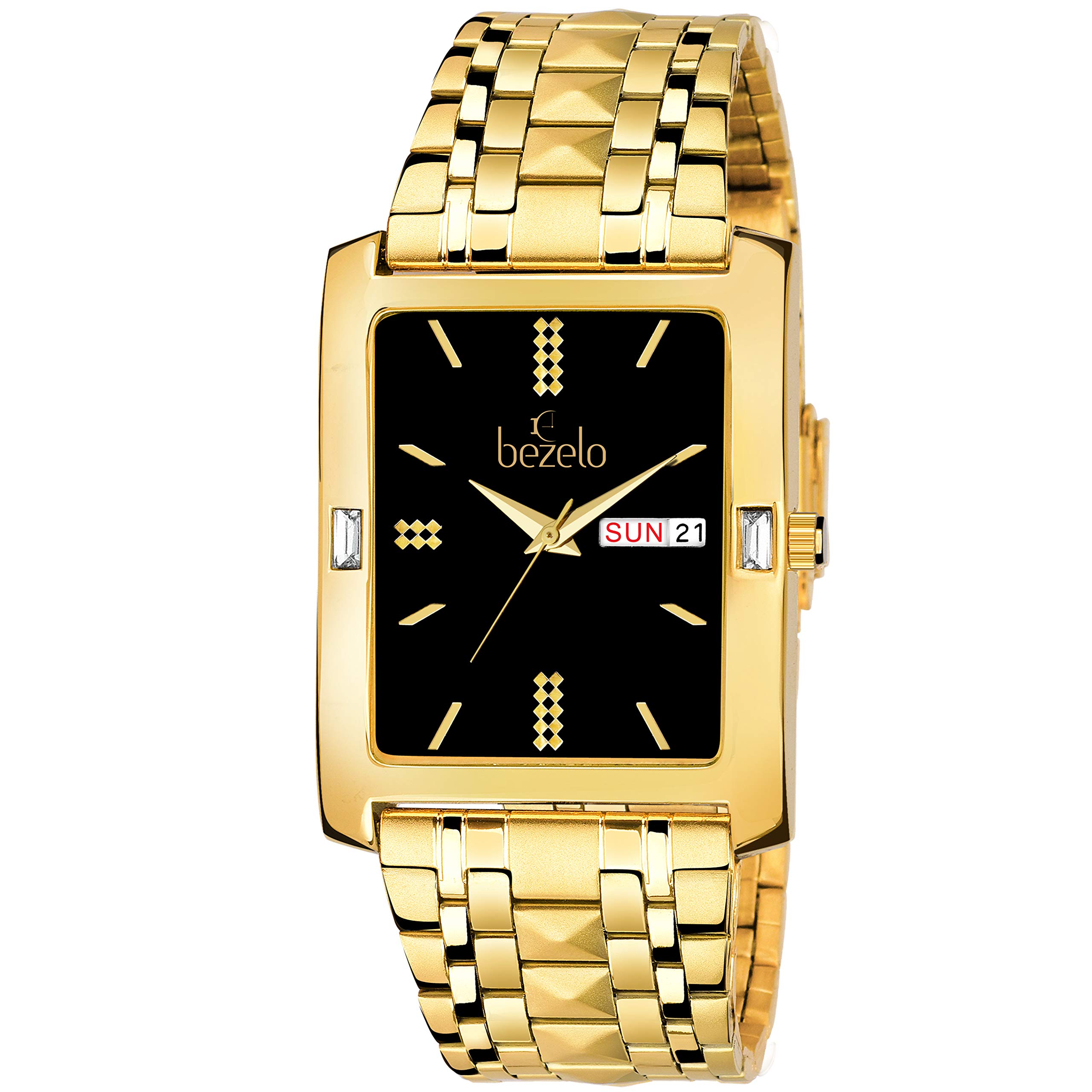 BEZELO Analogue Mens Watch(Black Dial Gold Colored Strap)-BZL-GSQ-22726-C-DD (B07Z3B7P8L) Amazon Price History, Amazon Price Tracker