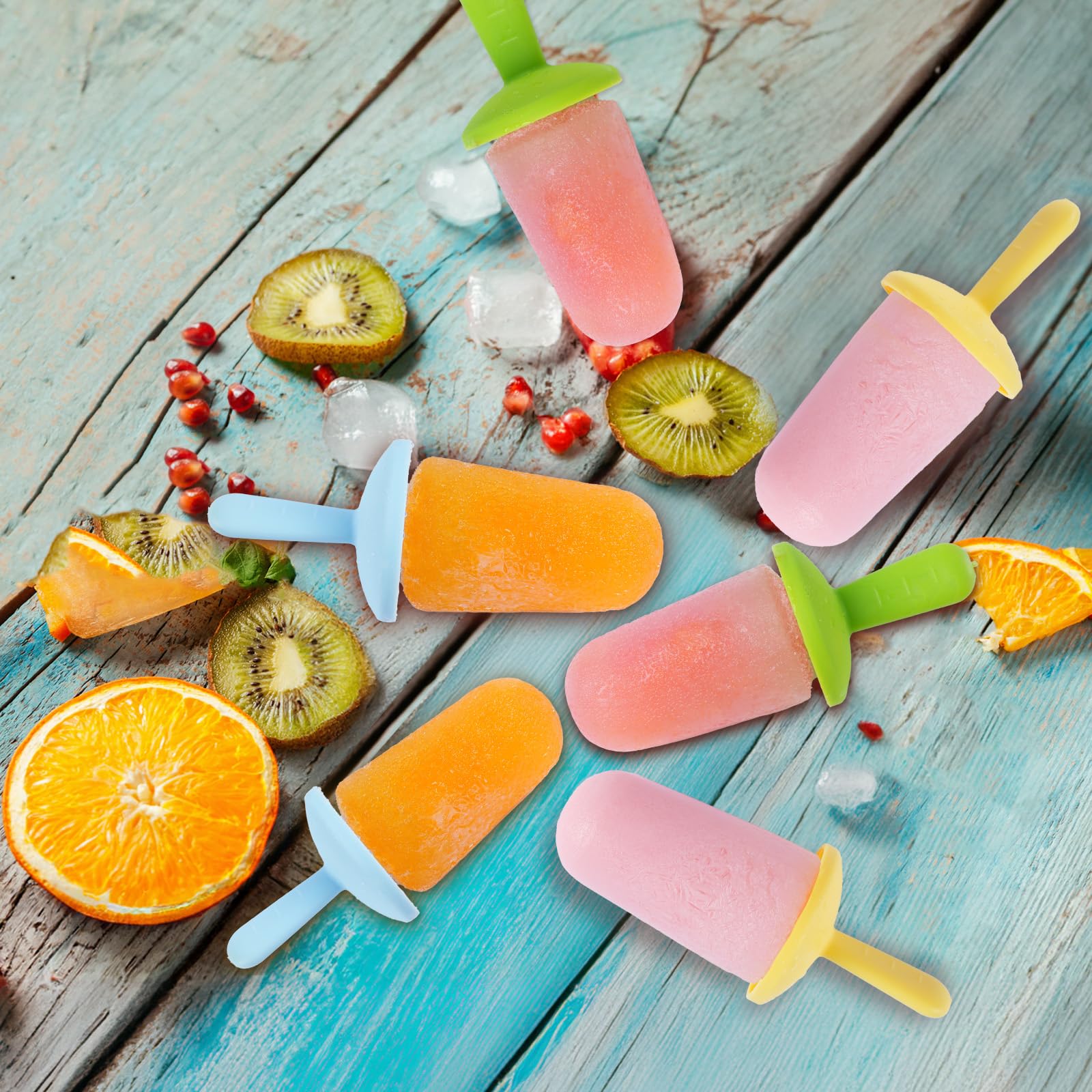 Moldes de silicona para paletas pequeñas de 8 cavidades sin BPA de alta calidad, molde para paletas pequeñas, molde para paletas de hielo con 8 palos reutilizables coloridos para niños (rosa) 6
