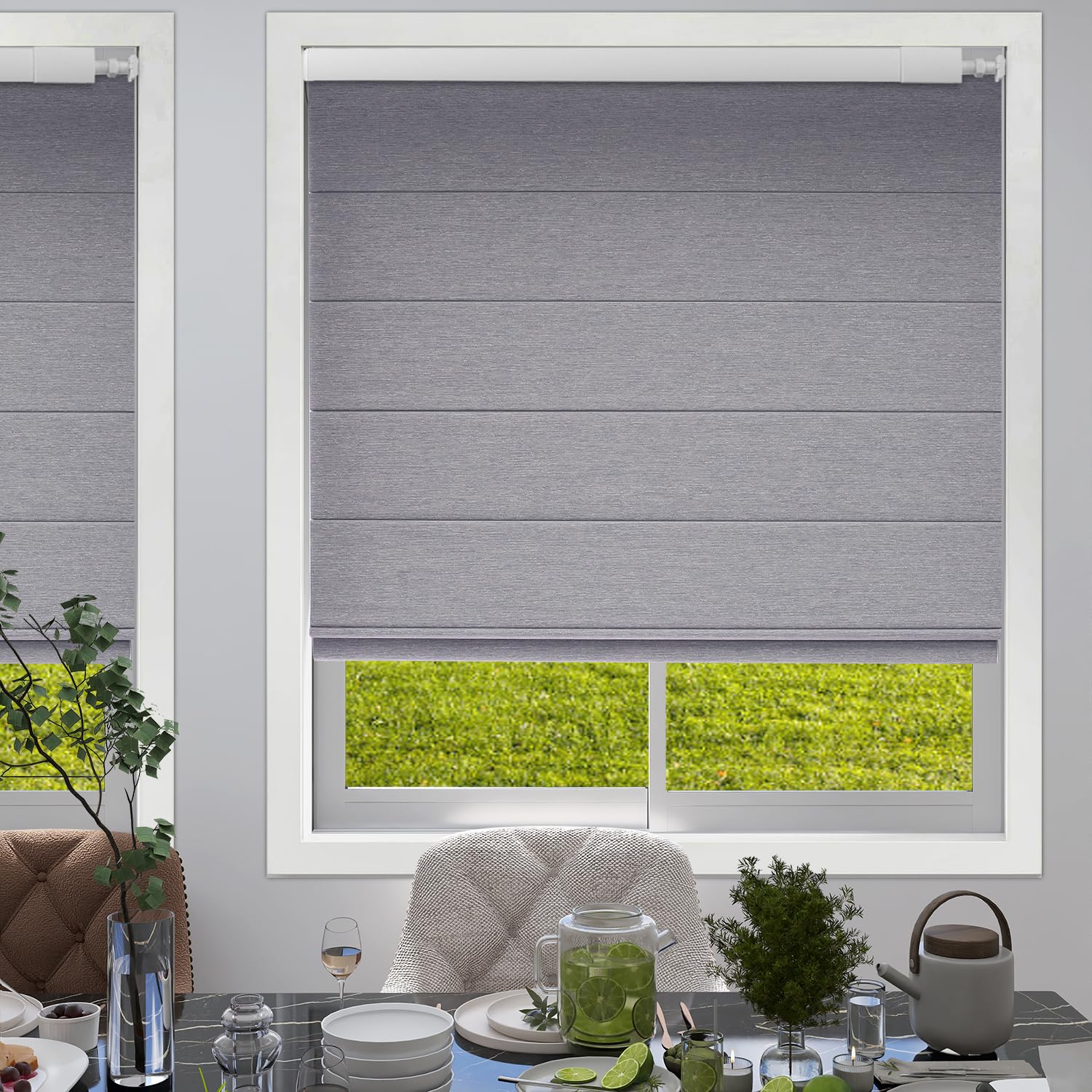Zshine No Drill Custom Cordless Roman Shades for Indoor Windows Full Blackout 82150C