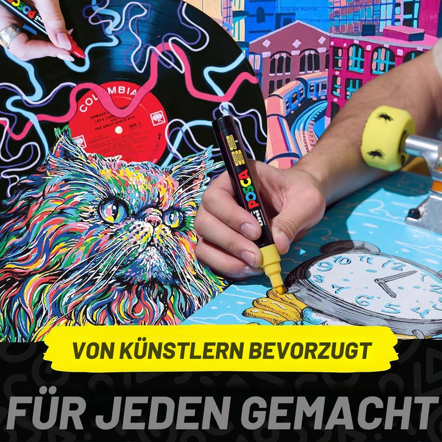POSCA 186508 - POSCA Marker mit feiner Rundspitze, 8er Set, Grundfarben