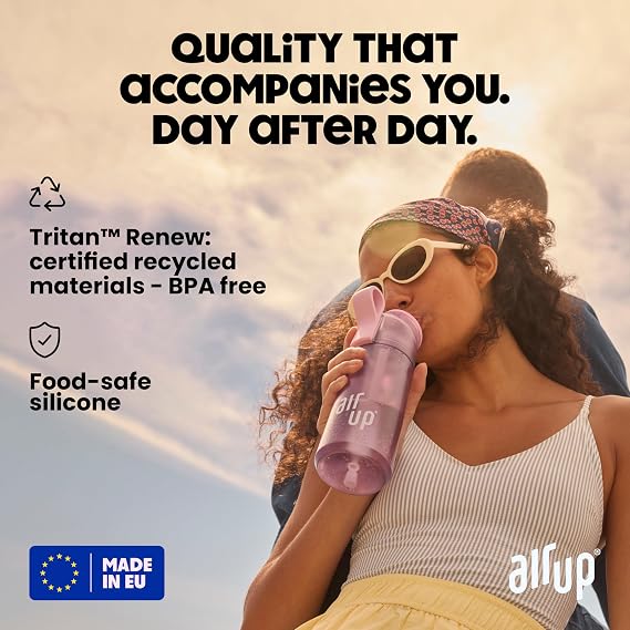 air up water bottle (16oz) Steel Black + 5x pods Flavor Fiesta | Sugar free flavor pods & Water bottles with straw | Flavored water bottle