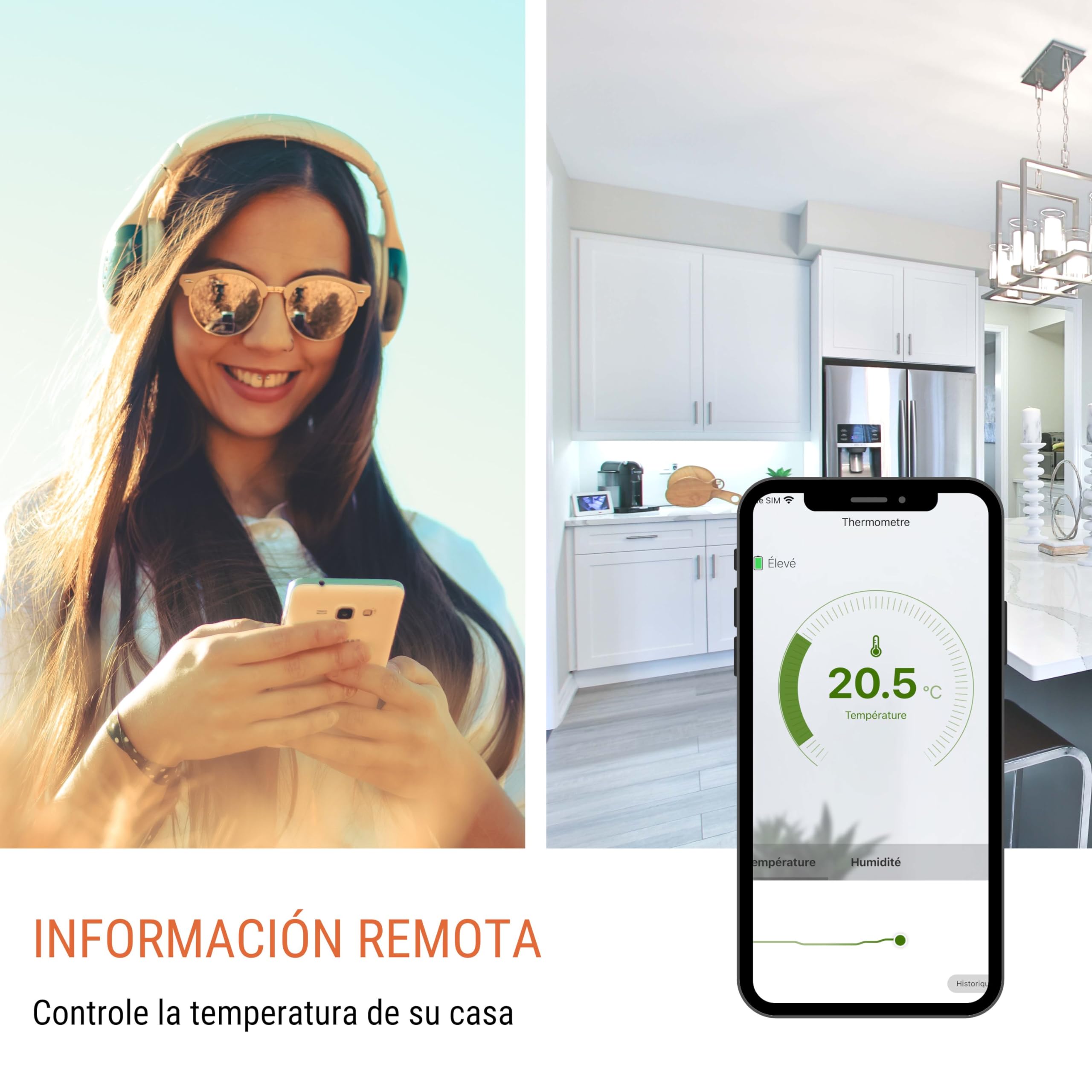 Konyks Termo Termómetro-Higrómetro Wi-Fi compatible Alexa, Google Home,Tuya, programa tareas en segùn que temperaturas